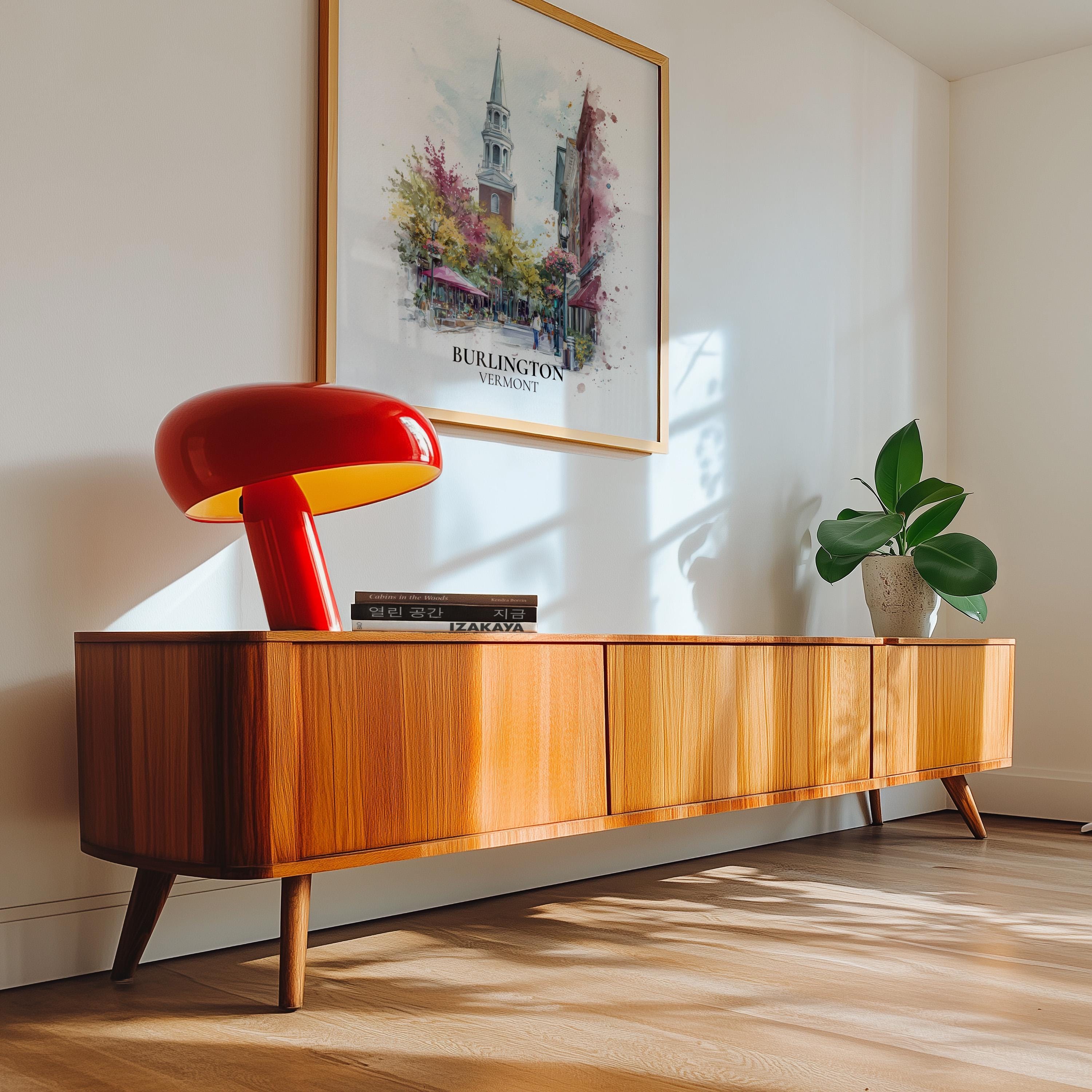 Burlington Vermont Watercolor Wall Art Print, Custom Travel Poster, World Locations Keepsake Gift