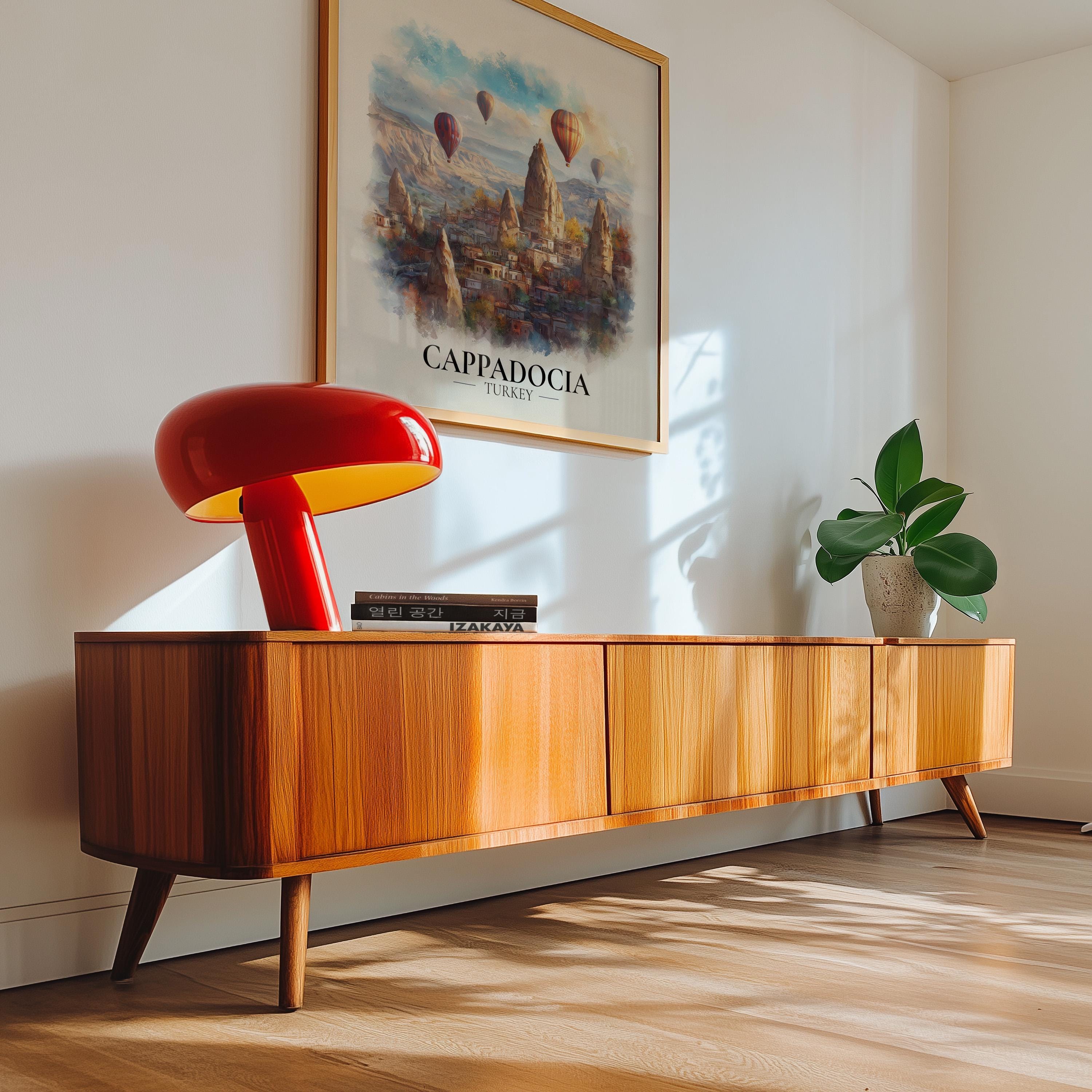 Cappadocia Poster, Turkey Watercolor Wall Art Print, Custom Travel World Locations Keepsake Gift