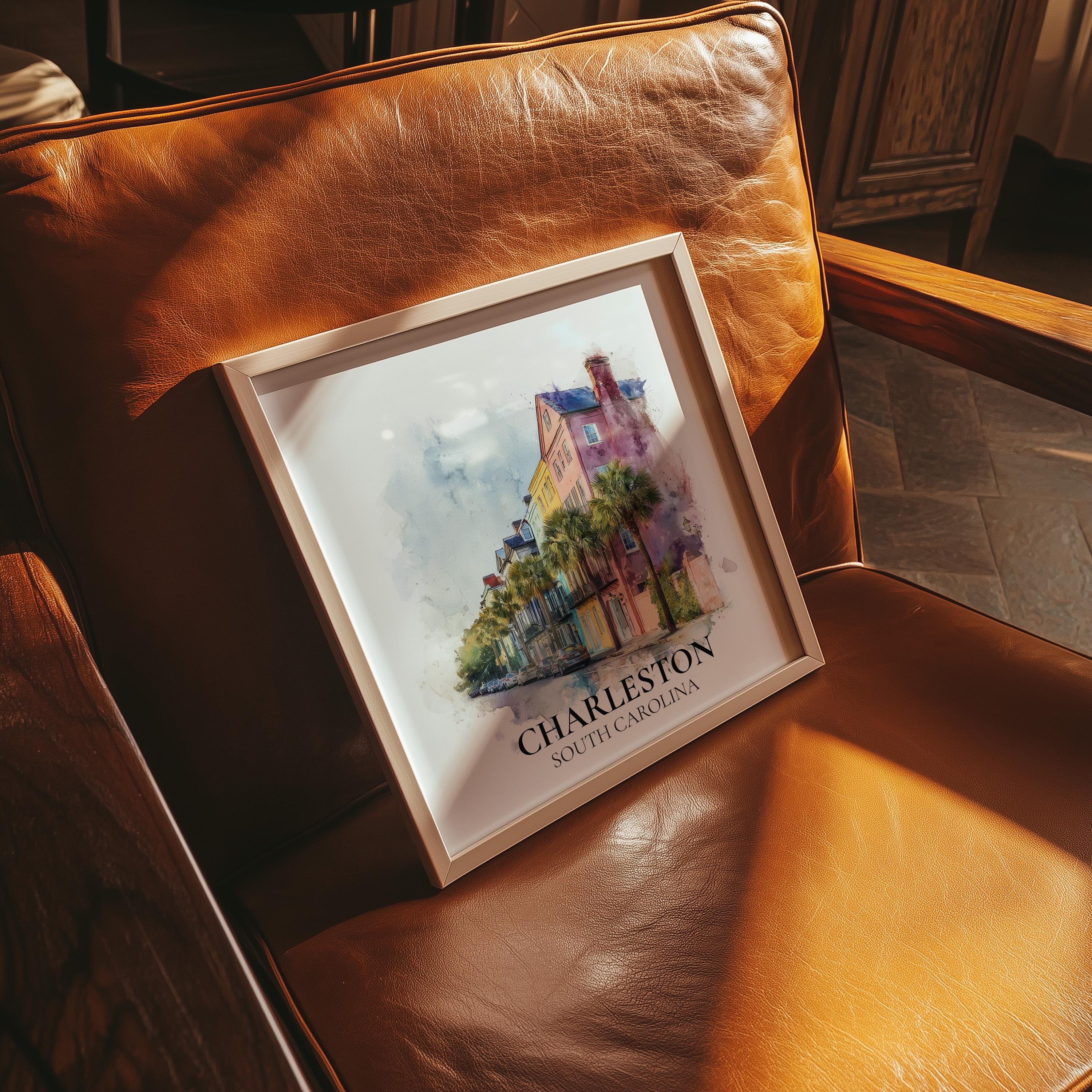 Charleston South Carolina Watercolor Wall Art Print, Custom Travel Poster, World Locations Keepsake Gift