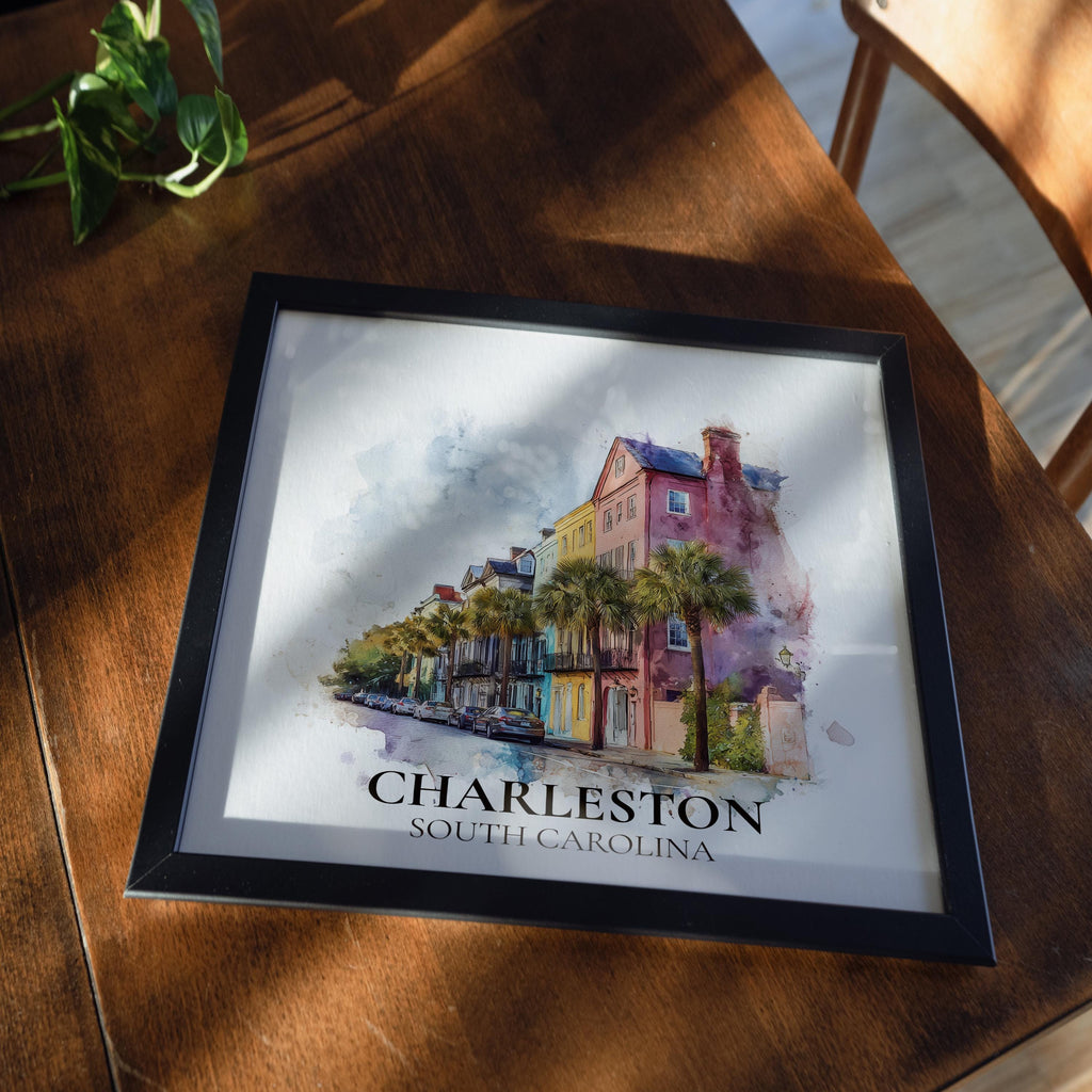 Charleston South Carolina Watercolor Wall Art Print, Custom Travel Poster, World Locations Keepsake Gift