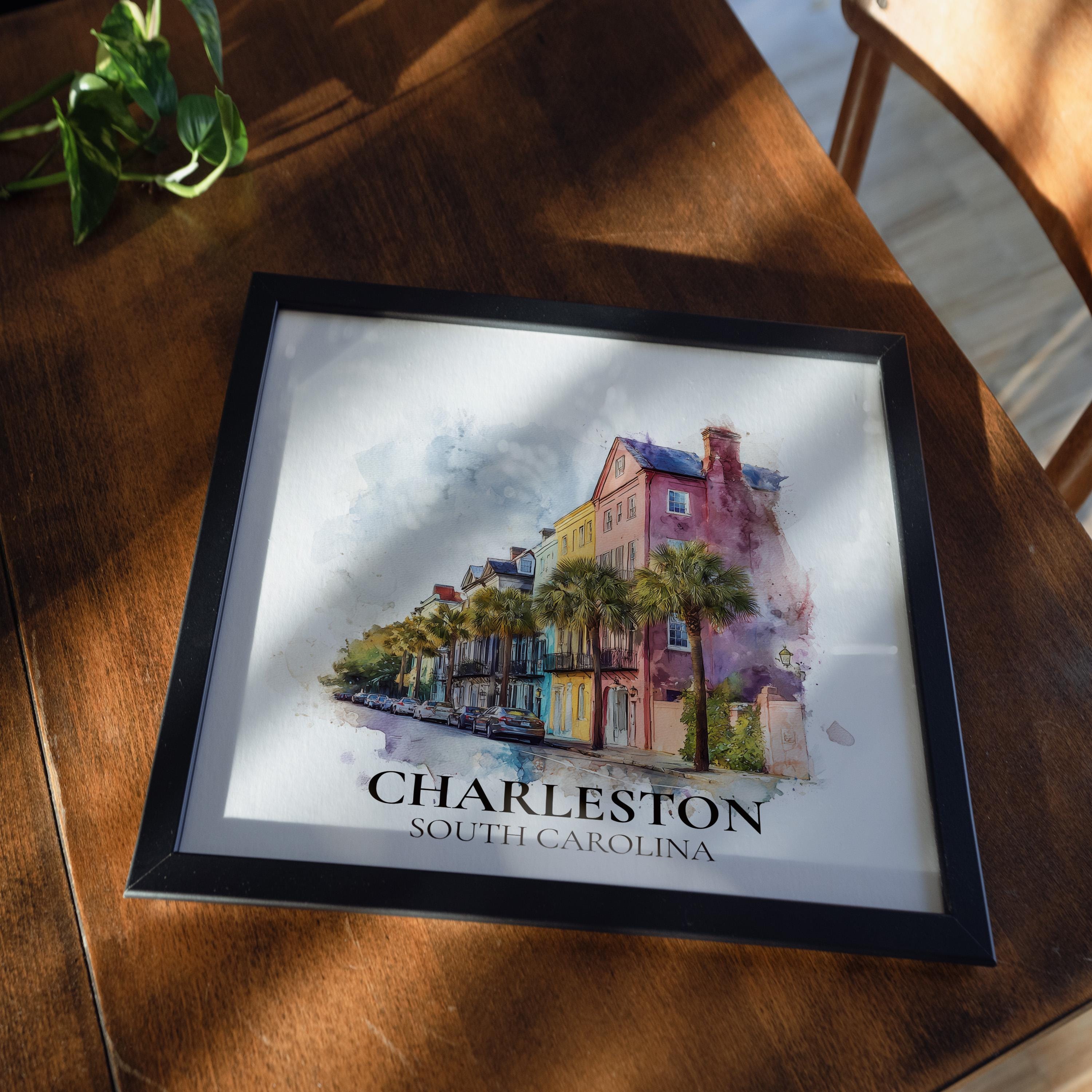 Charleston South Carolina Watercolor Wall Art Print, Custom Travel Poster, World Locations Keepsake Gift