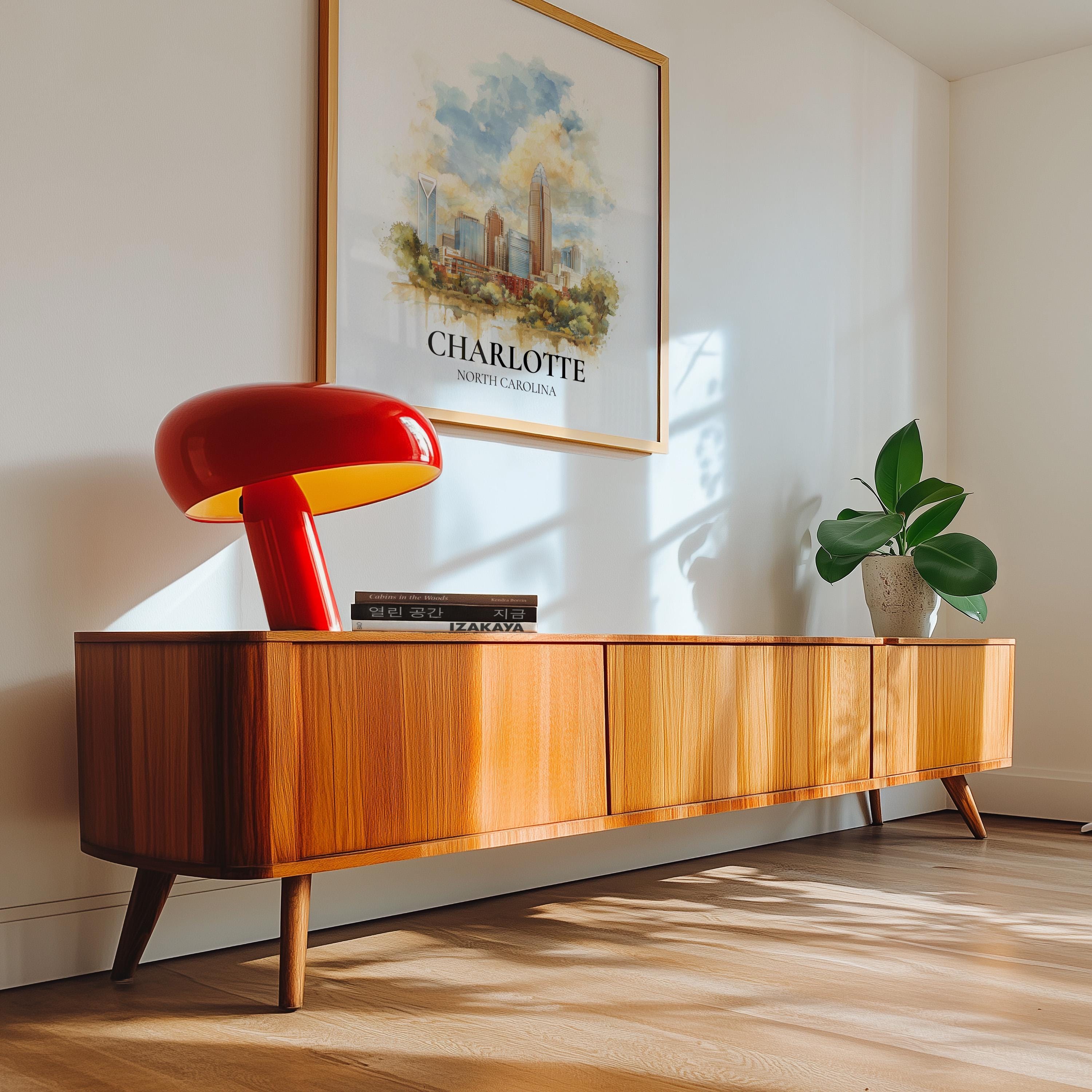 Charlotte North Carolina Watercolor Poster, Custom Travel Wall Art Print, World Locations Keepsake Gift