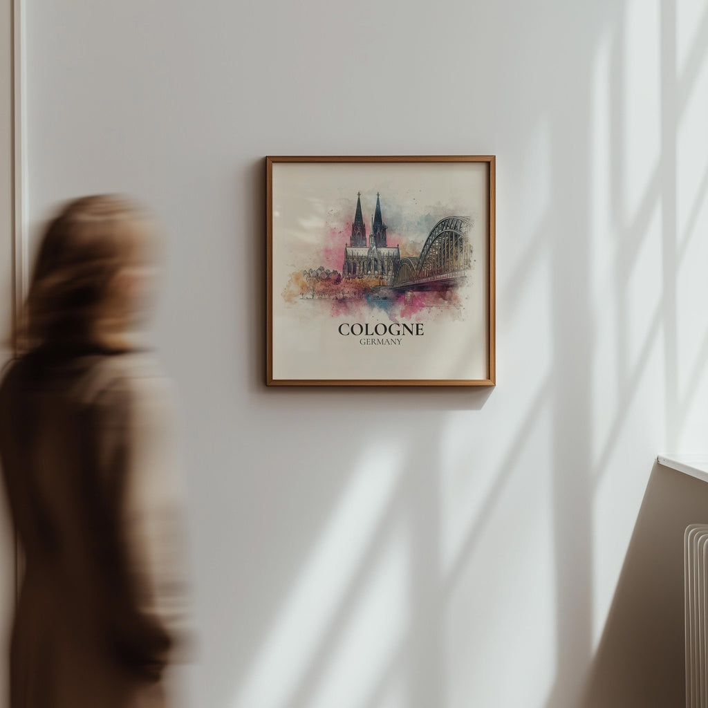 Cologne Germany Watercolor Wall Art Print, Custom Travel Poster, World Locations Keepsake Gift