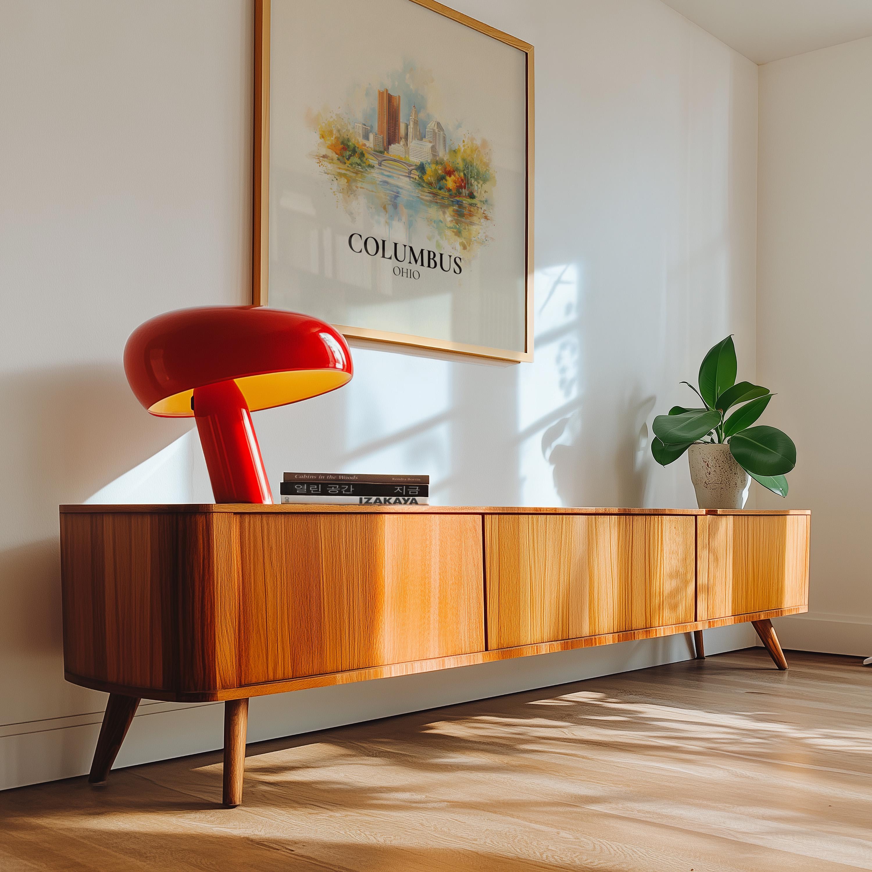 Columbus Ohio Watercolor Wall Art Print, Custom Travel Poster, World Locations Keepsake Gift