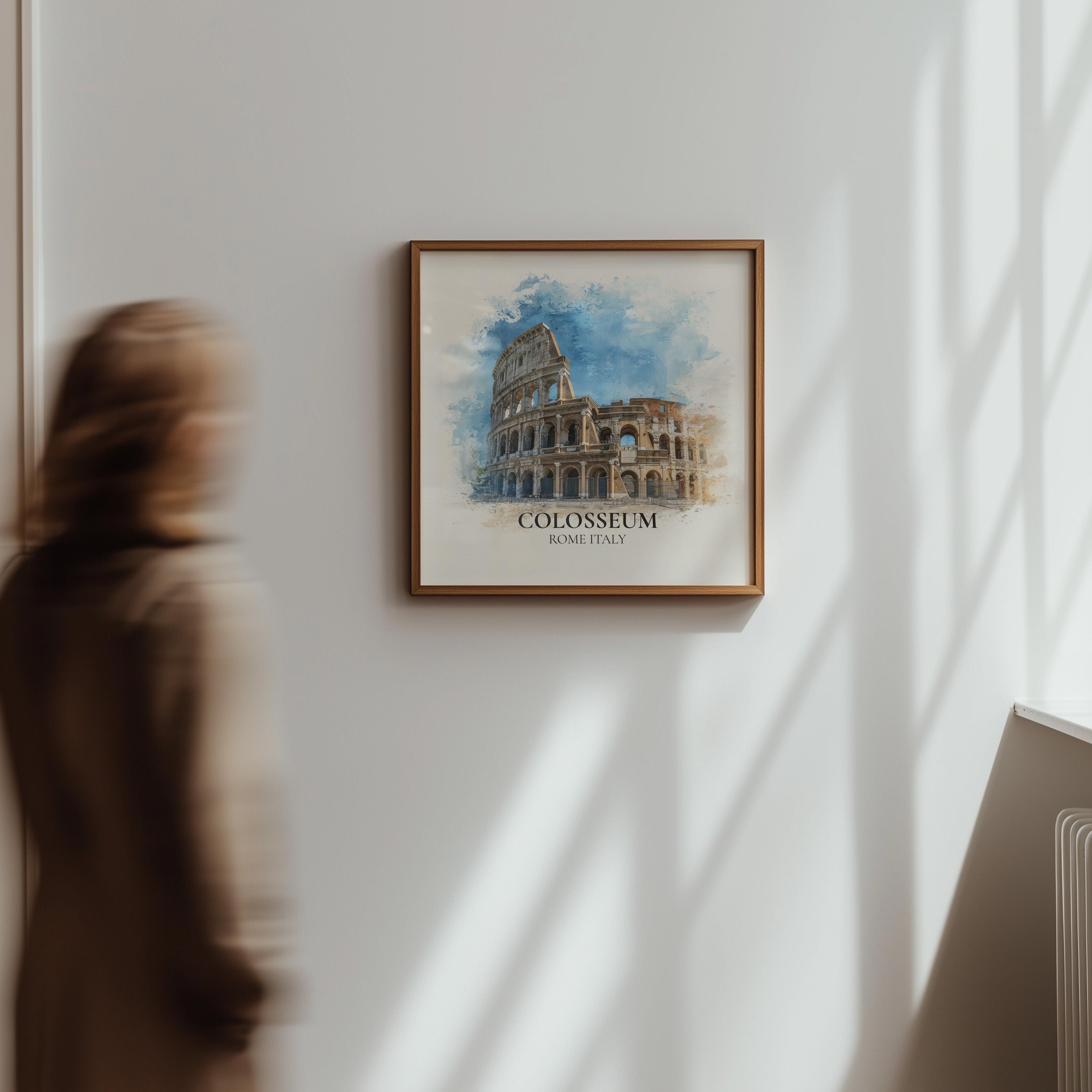 Colosseum Italy Watercolor Wall Art Print, Custom Travel Poster, World Locations Keepsake Gift