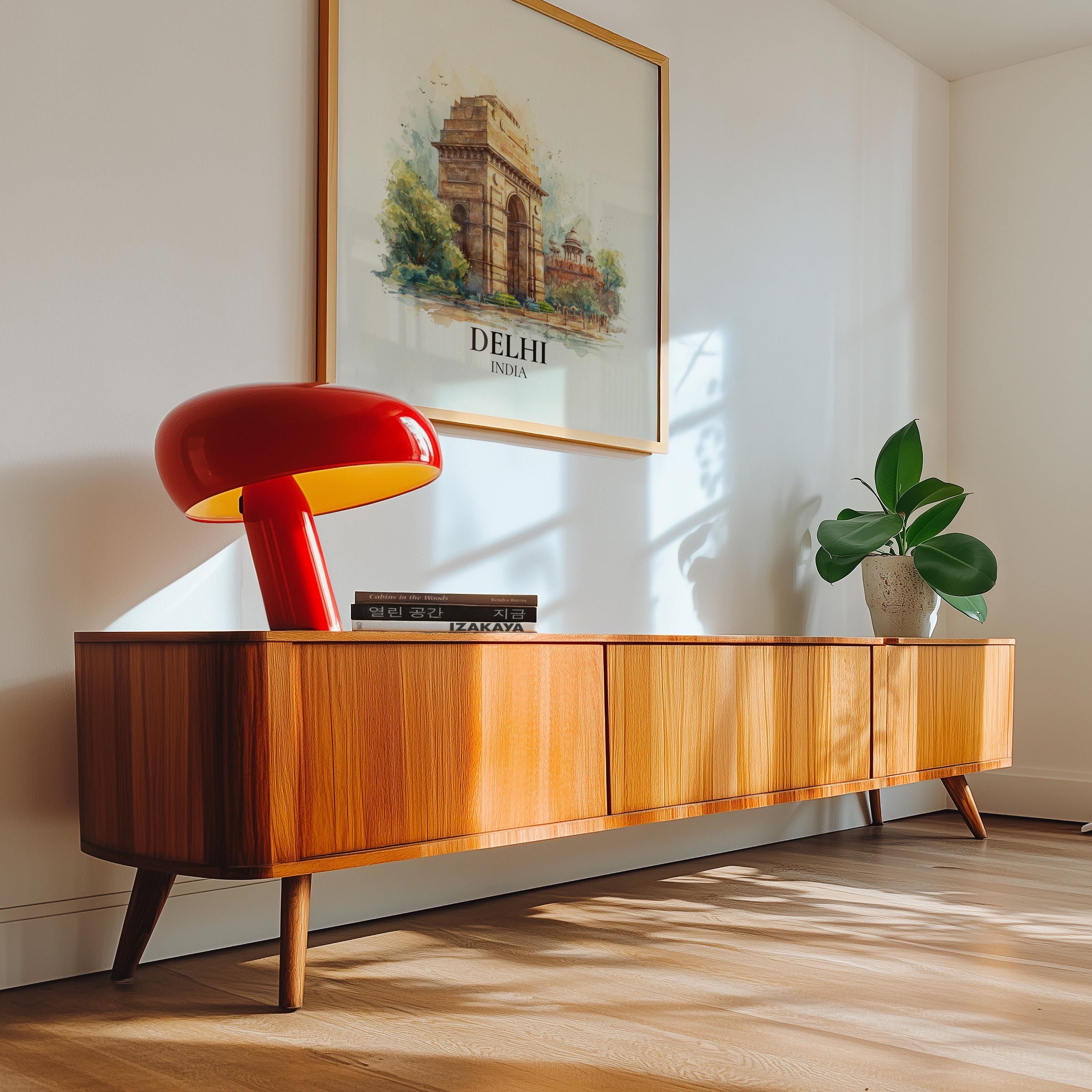 Delhi India Watercolor Wall Art Print, Custom Travel Poster, World Locations Keepsake Gift