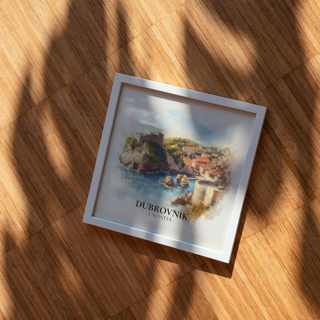 Dubrovnik Croatia Watercolor Wall Art Print, Custom Travel Poster, World Locations Keepsake Gift