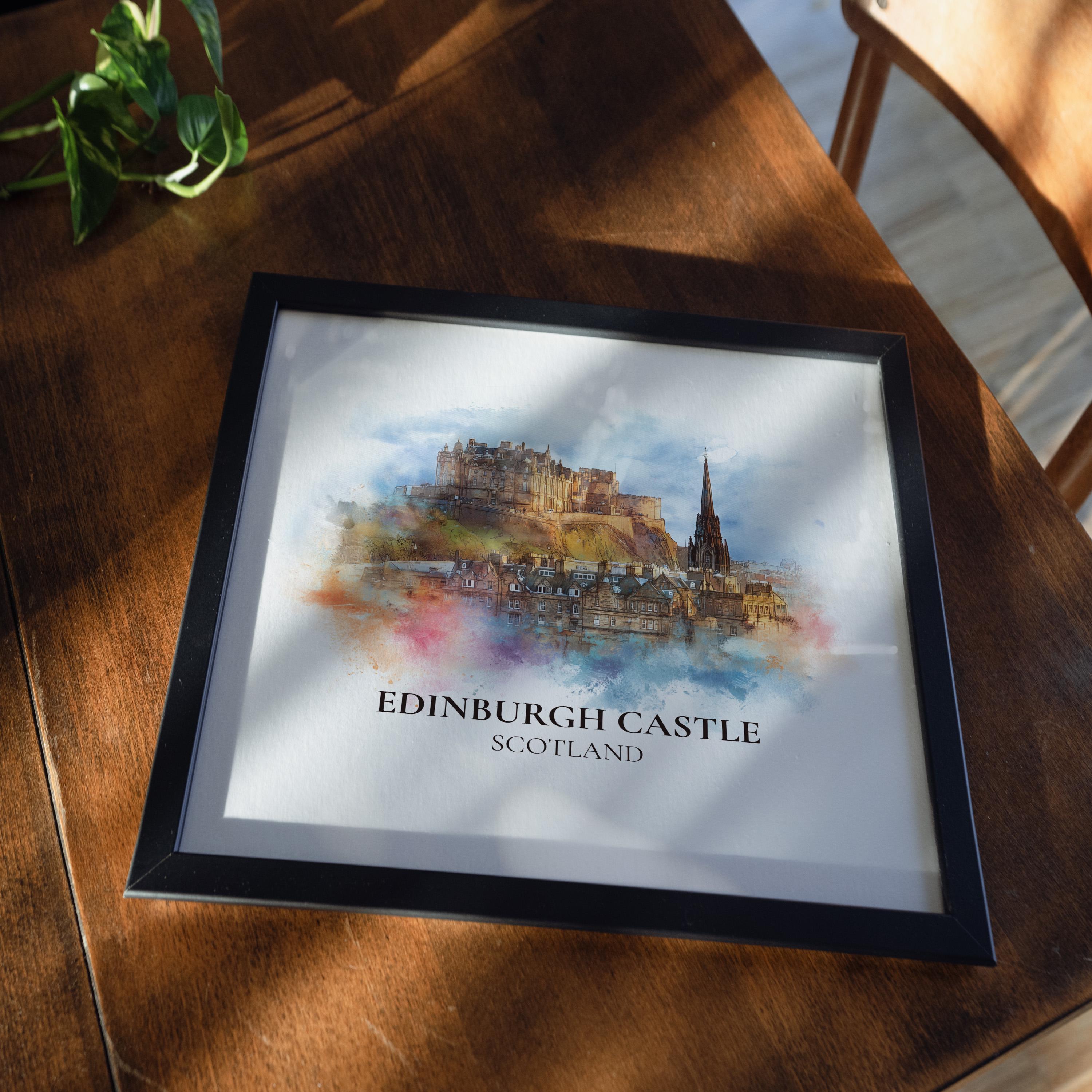 Edinburgh Scotland Watercolor Wall Art Print, Custom Travel Poster, World Locations Keepsake Gift