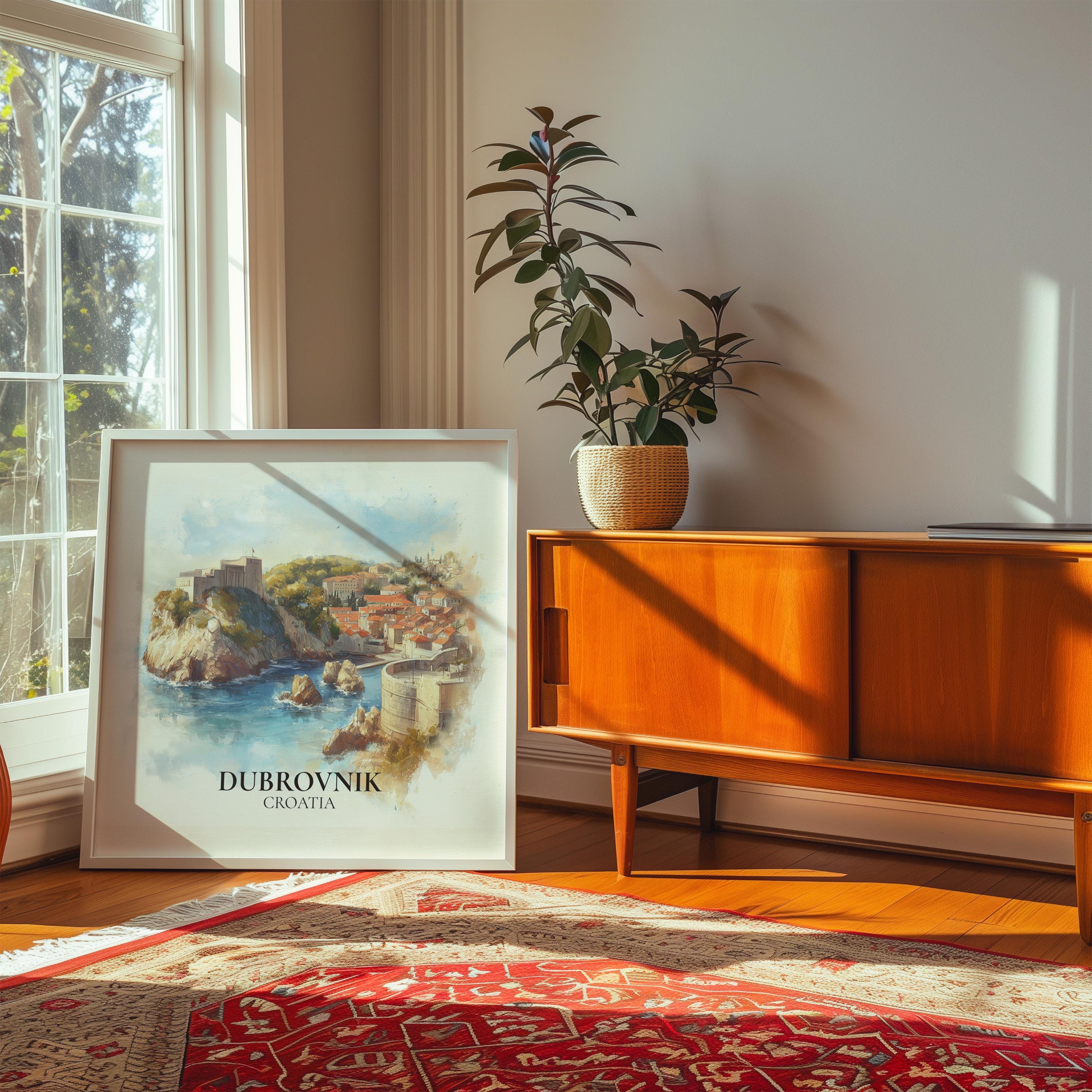 Dubrovnik Croatia Watercolor Wall Art Print, Custom Travel Poster, World Locations Keepsake Gift