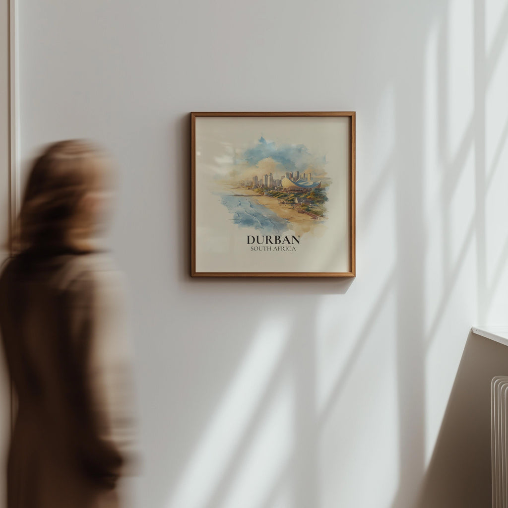 Durban South Africa Watercolor Wall Art Print, Custom Travel Poster, World Locations Keepsake Gift