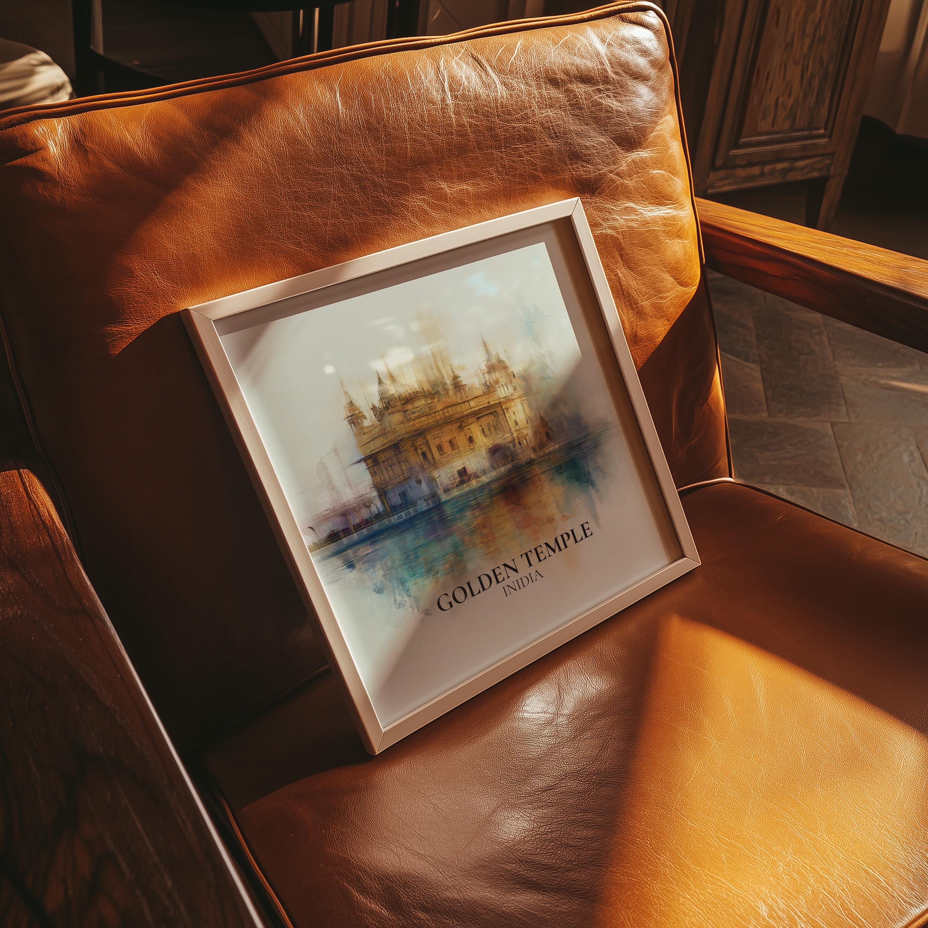 Golden Temple India Watercolor Wall Art Print, Custom Travel Poster, World Locations Keepsake Gift