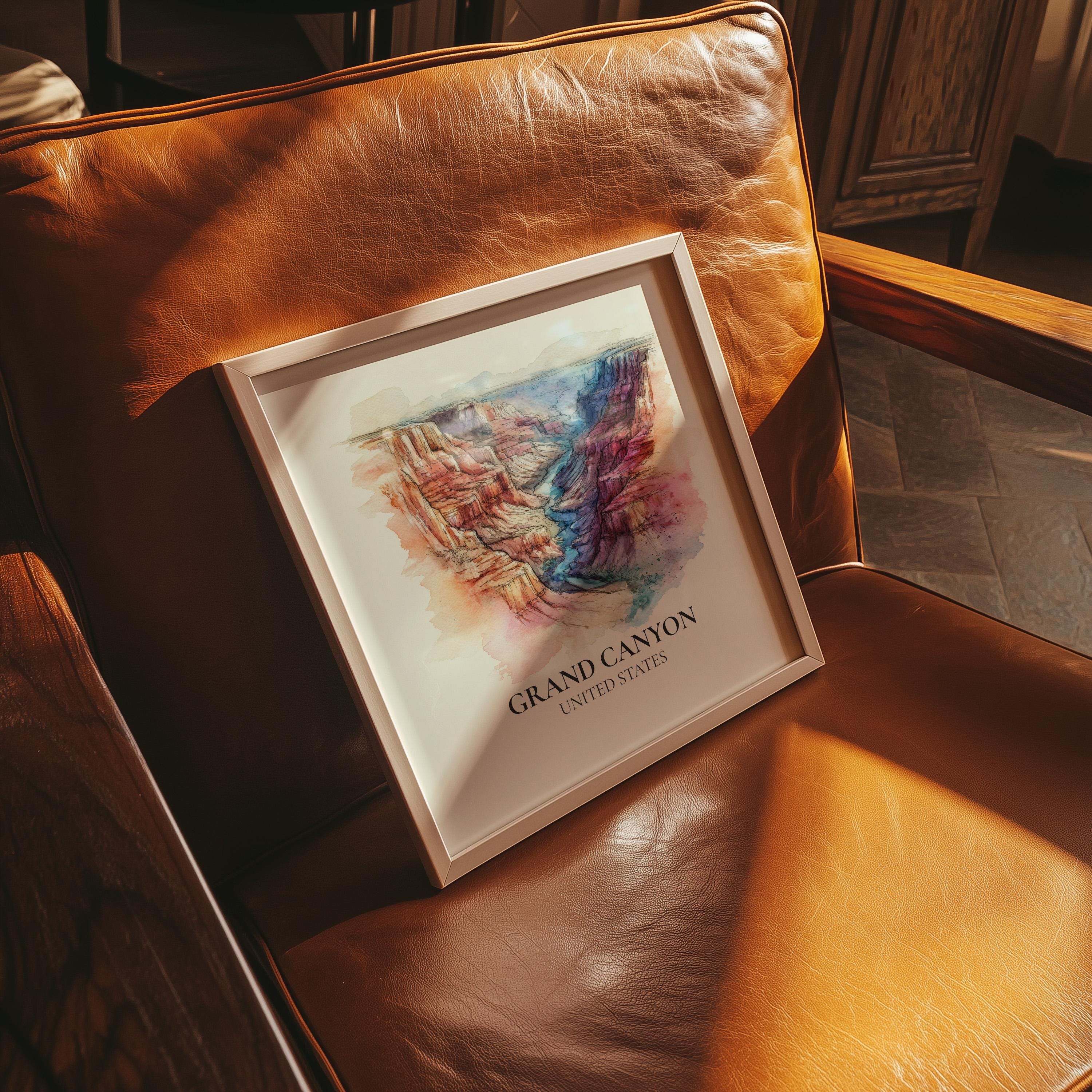 Grand Canyon United States Watercolor Wall Art Print, Custom Travel Poster, World Locations Keepsake Gift