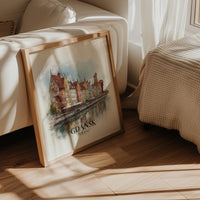 Gdansk Poland Watercolor Wall Art Print, Custom Travel Poster, World Locations Keepsake Gift