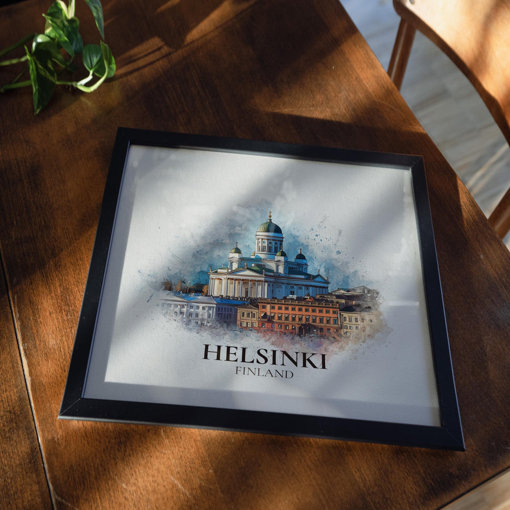 Helsinki Finland Watercolor Wall Art Print, Custom Travel Poster, World Locations Keepsake Gift
