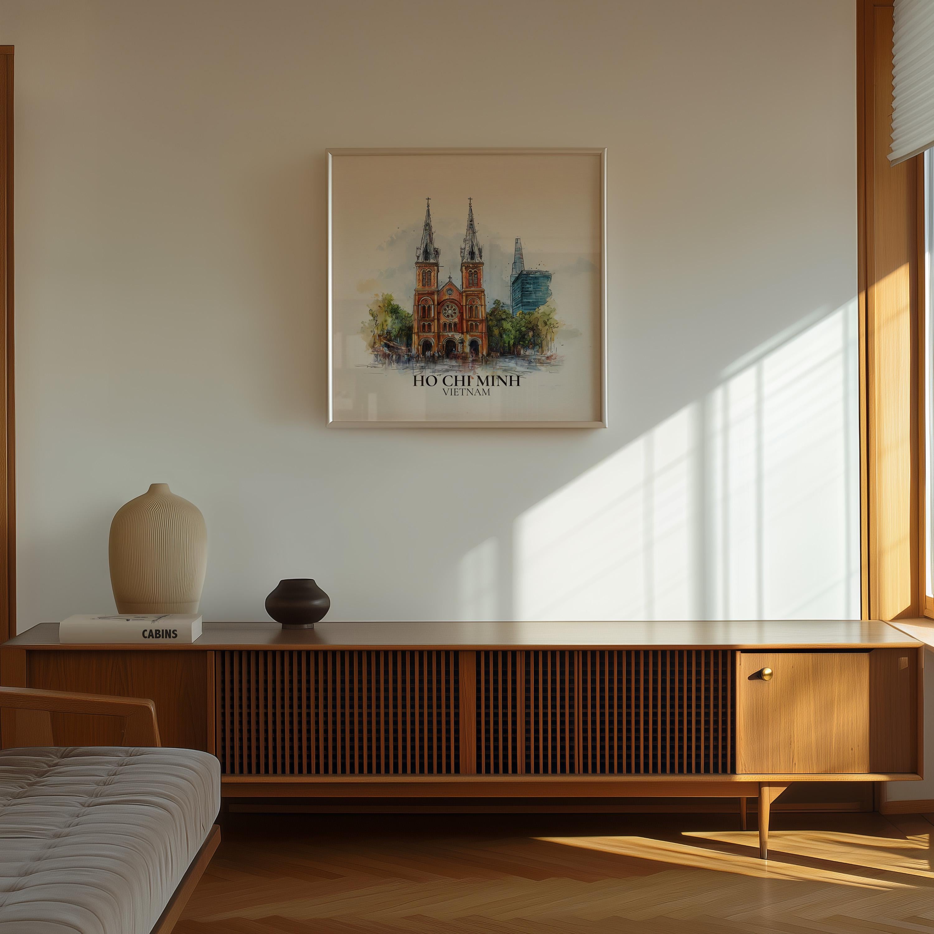 Ho Chi Minh City Vietnam Watercolor Wall Art Print, Custom Travel Poster, World Locations Keepsake Gift