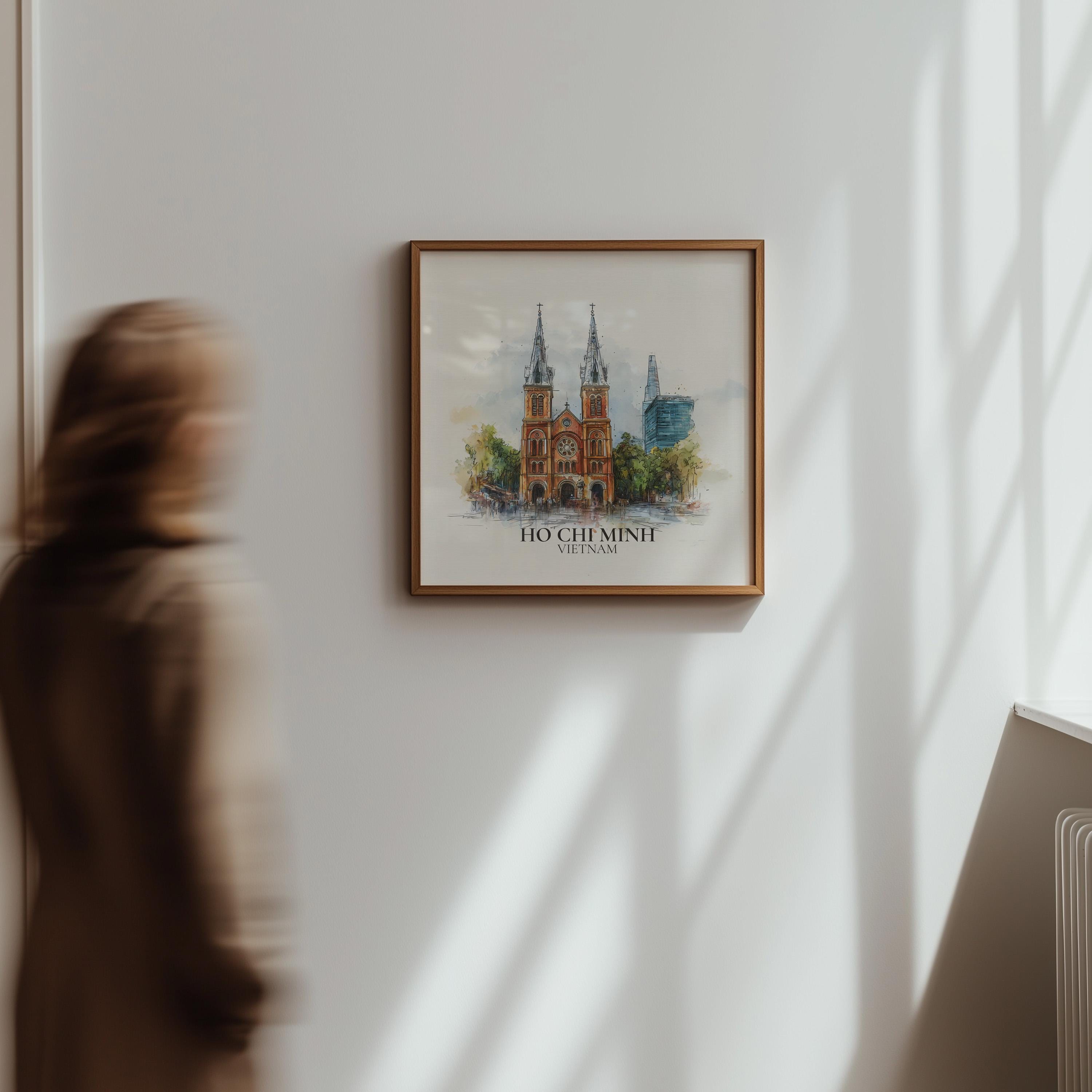 Ho Chi Minh City Vietnam Watercolor Wall Art Print, Custom Travel Poster, World Locations Keepsake Gift