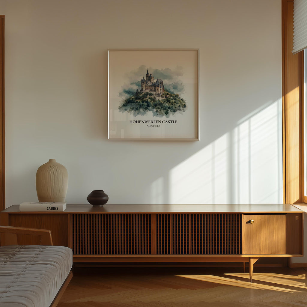 Hohenzollern Castle Germany Watercolor Wall Art Print, Custom Travel Poster, World Locations Keepsake Gift