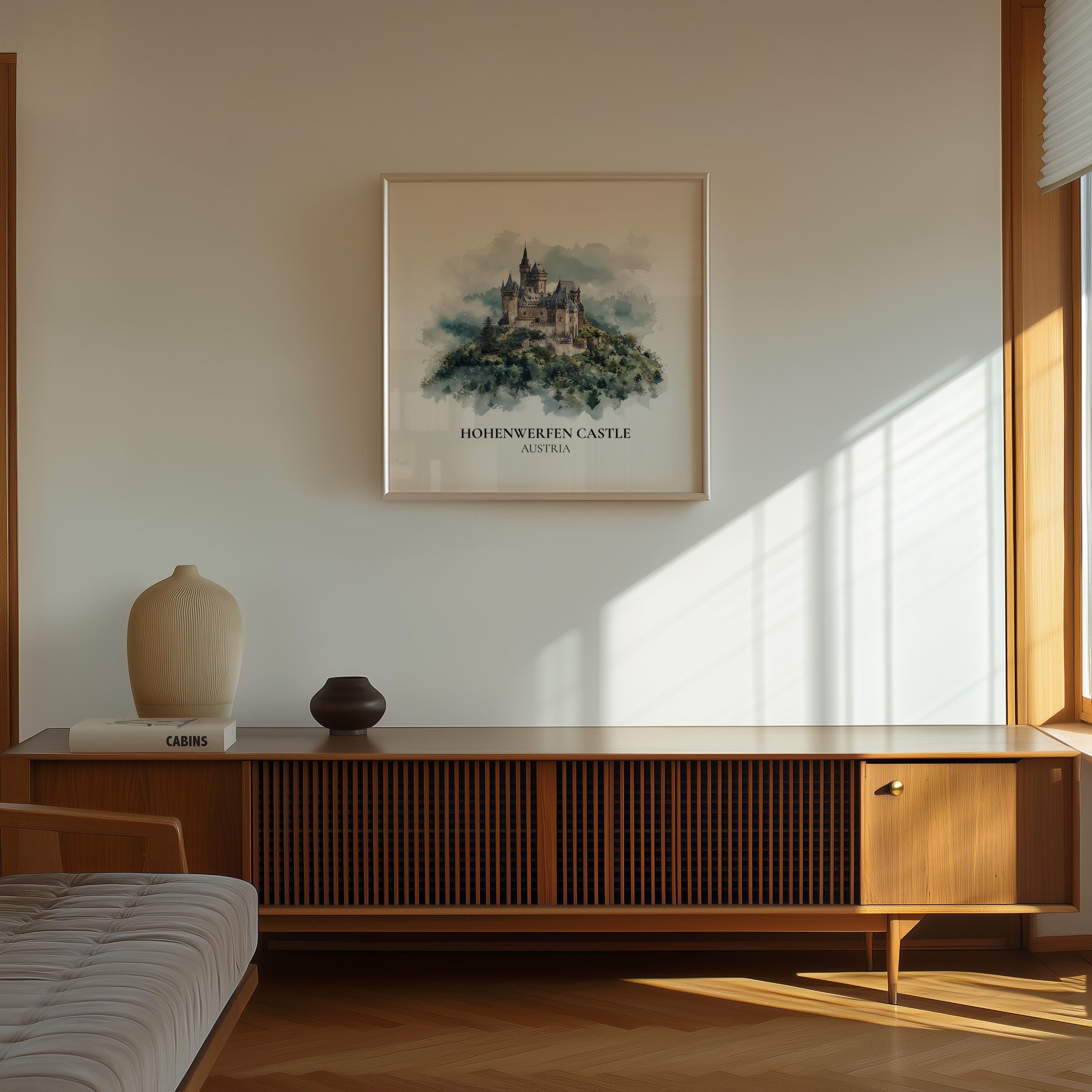 Hohenzollern Castle Germany Watercolor Wall Art Print, Custom Travel Poster, World Locations Keepsake Gift