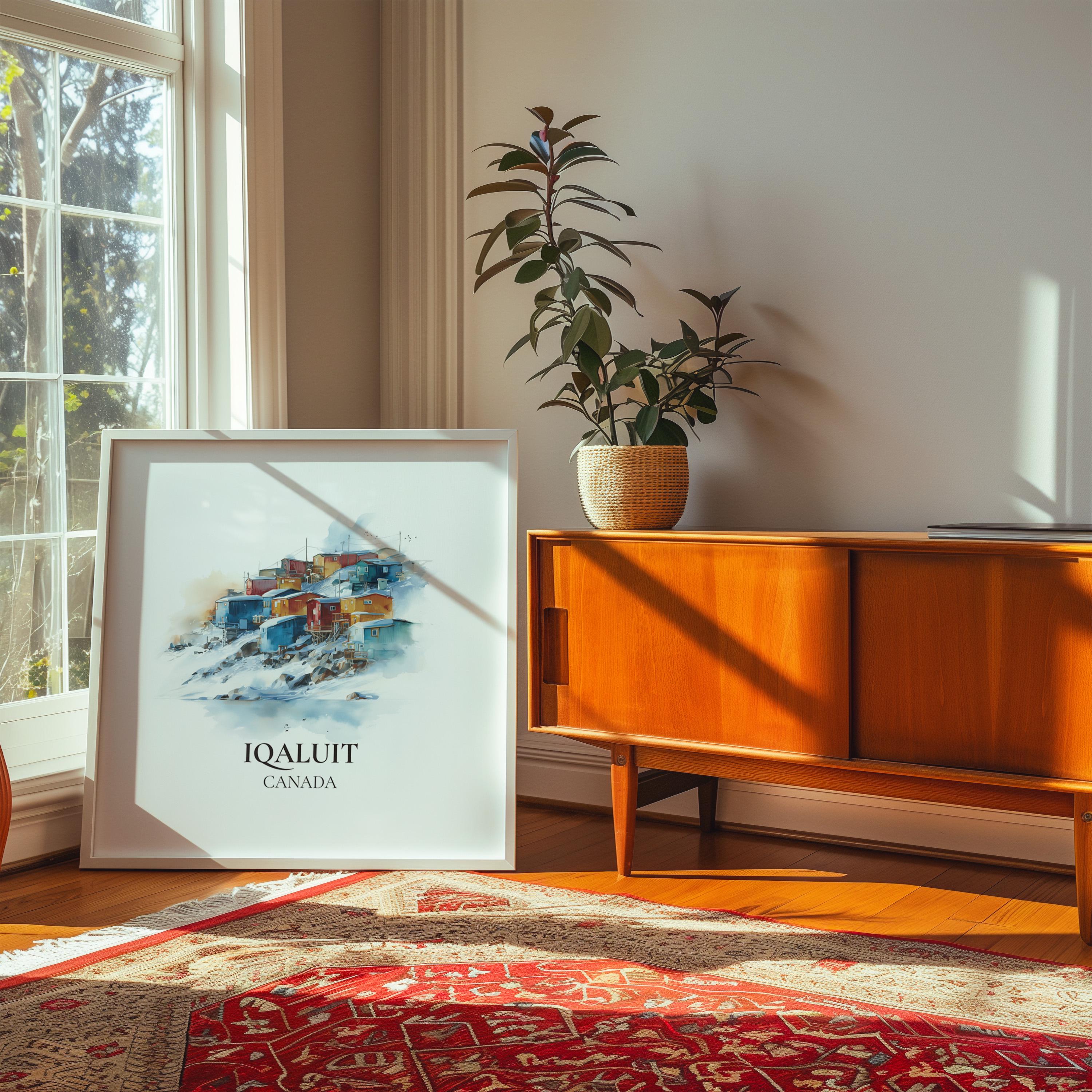 Iqaluit Nunavut Watercolor Wall Art Print, Custom Travel Poster, World Locations Keepsake Gift