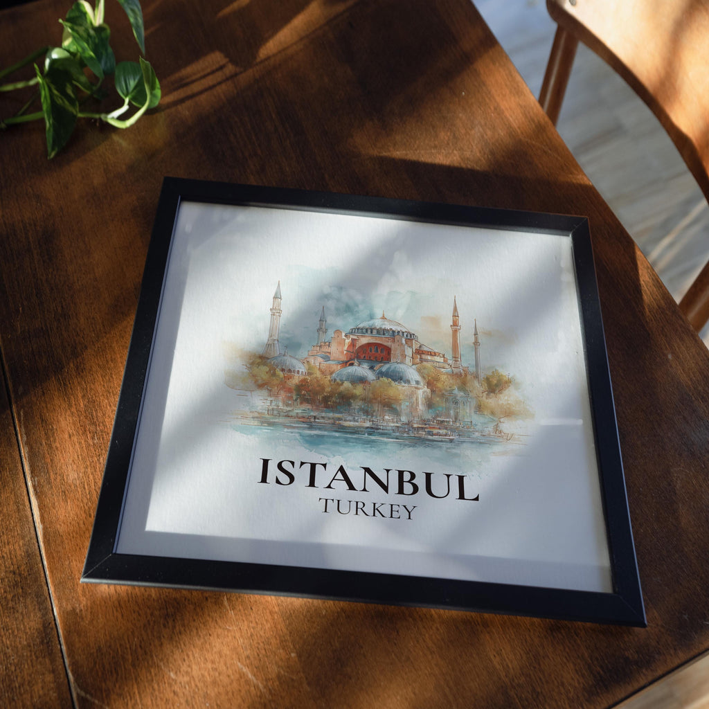 Istanbul Poster, Turkey Watercolor Wall Art Print, Custom Travel, World Locations Keepsake Gift
