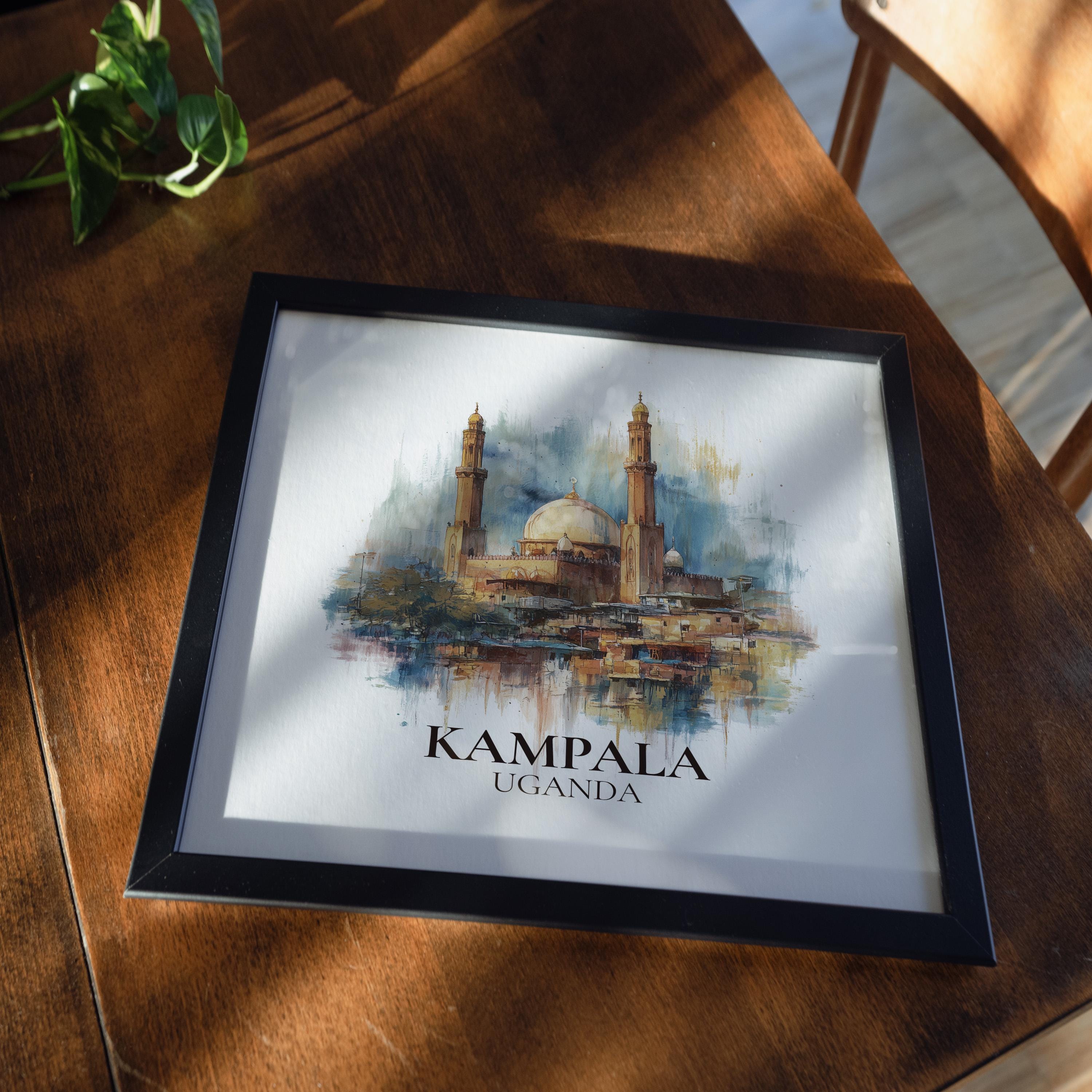 Kampala Uganda Watercolor Wall Art Print, Custom Travel Poster, World Locations Keepsake Gift