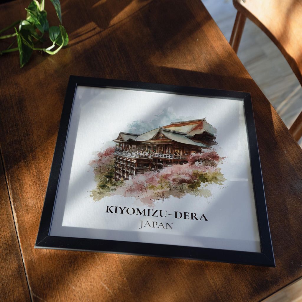 Kiyomizu-dera Japan Watercolor Wall Art Print, Custom Travel Poster, World Locations Keepsake Gift