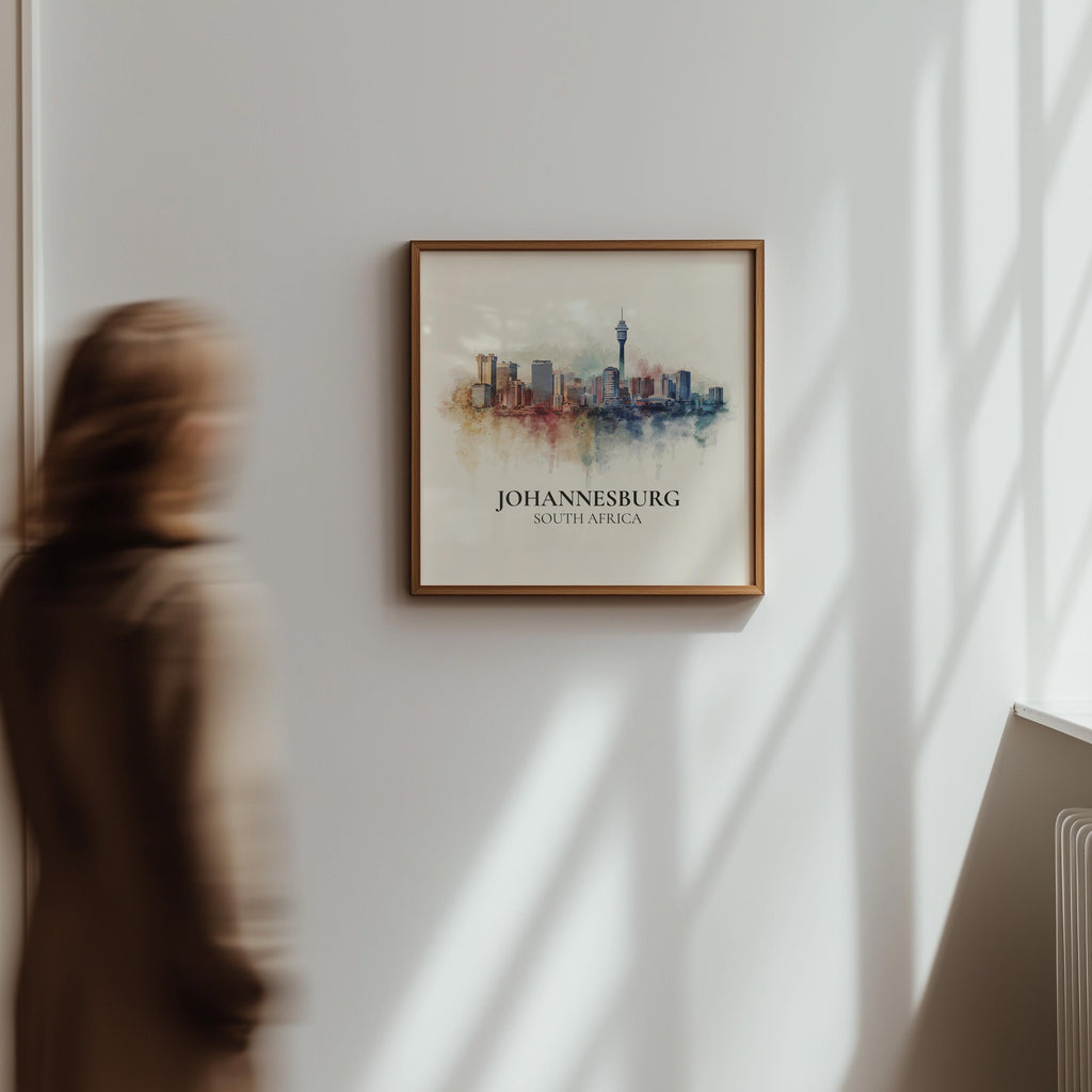 Johannesburg South Africa Watercolor Wall Art Print, Custom Travel Poster, World Locations Keepsake Gift