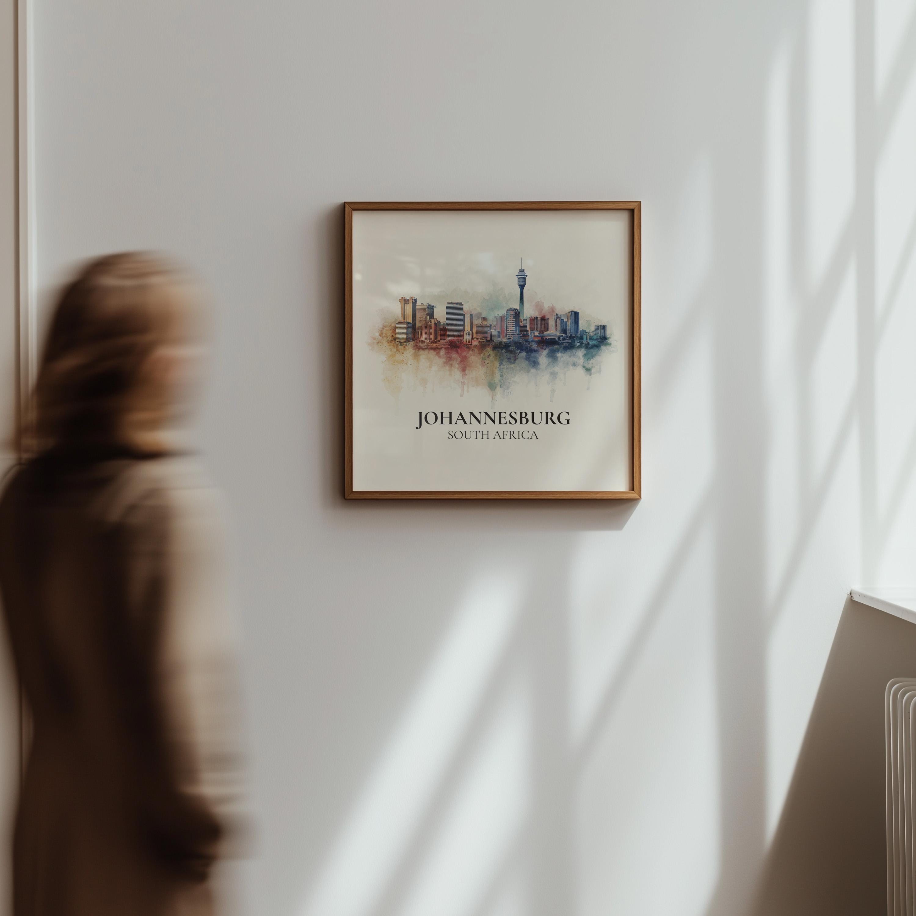 Johannesburg South Africa Watercolor Wall Art Print, Custom Travel Poster, World Locations Keepsake Gift