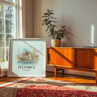 Istanbul Poster, Turkey Watercolor Wall Art Print, Custom Travel, World Locations Keepsake Gift