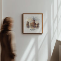 Krakow Poland Watercolor Wall Art Print, Custom Travel Poster, World Locations Keepsake Gift