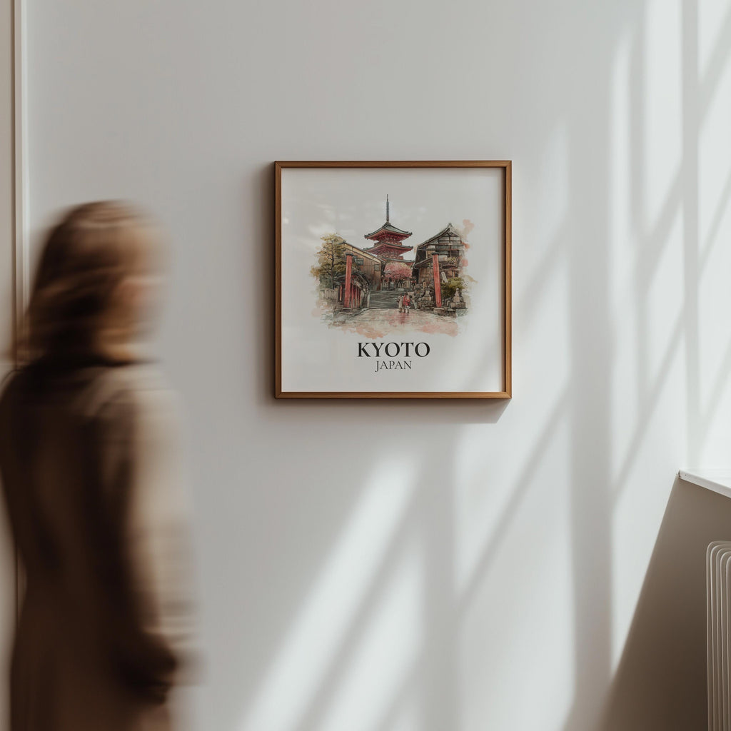 Kyoto Japan Watercolor Wall Art Print, Custom Travel Poster, World Locations Keepsake Gift