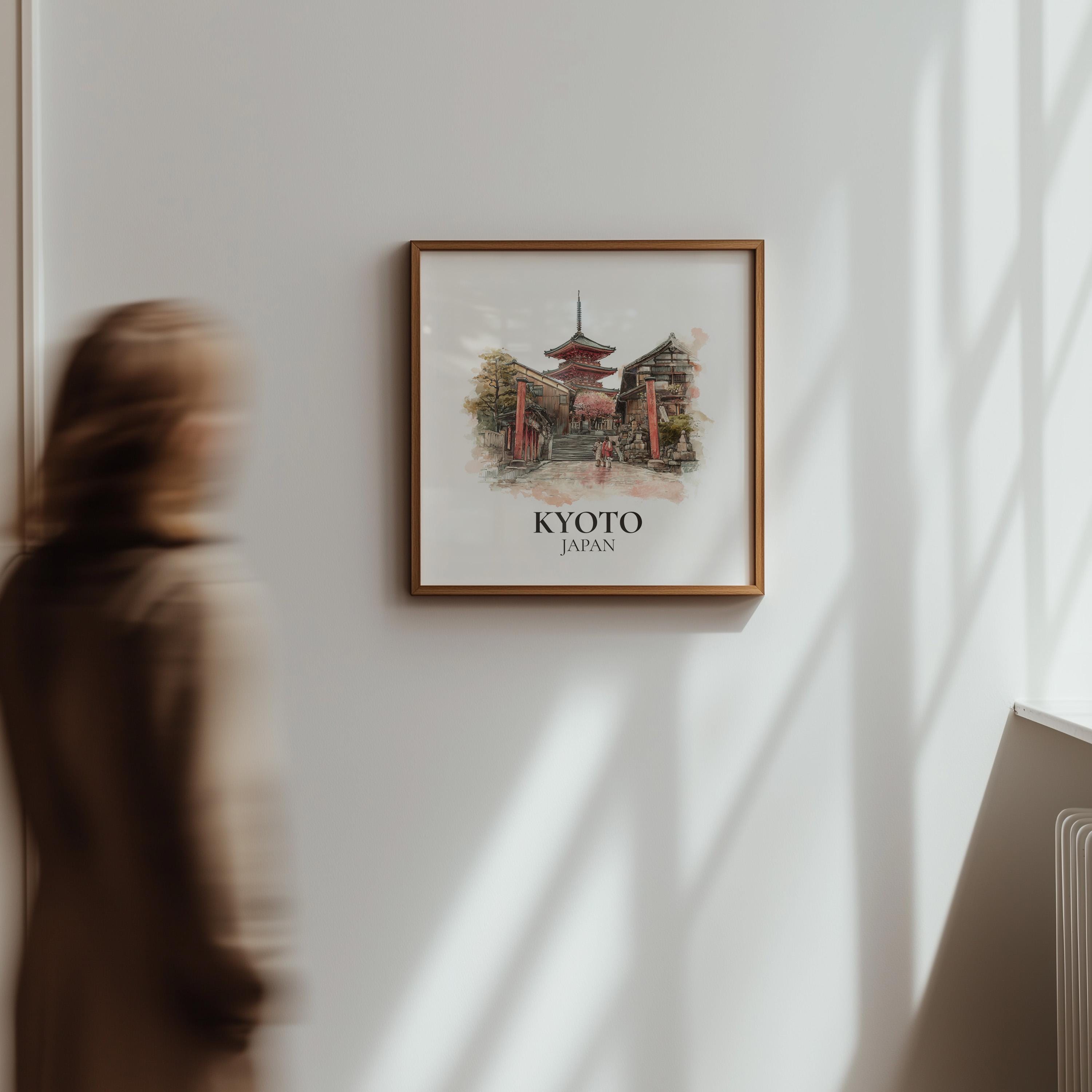 Kyoto Japan Watercolor Wall Art Print, Custom Travel Poster, World Locations Keepsake Gift