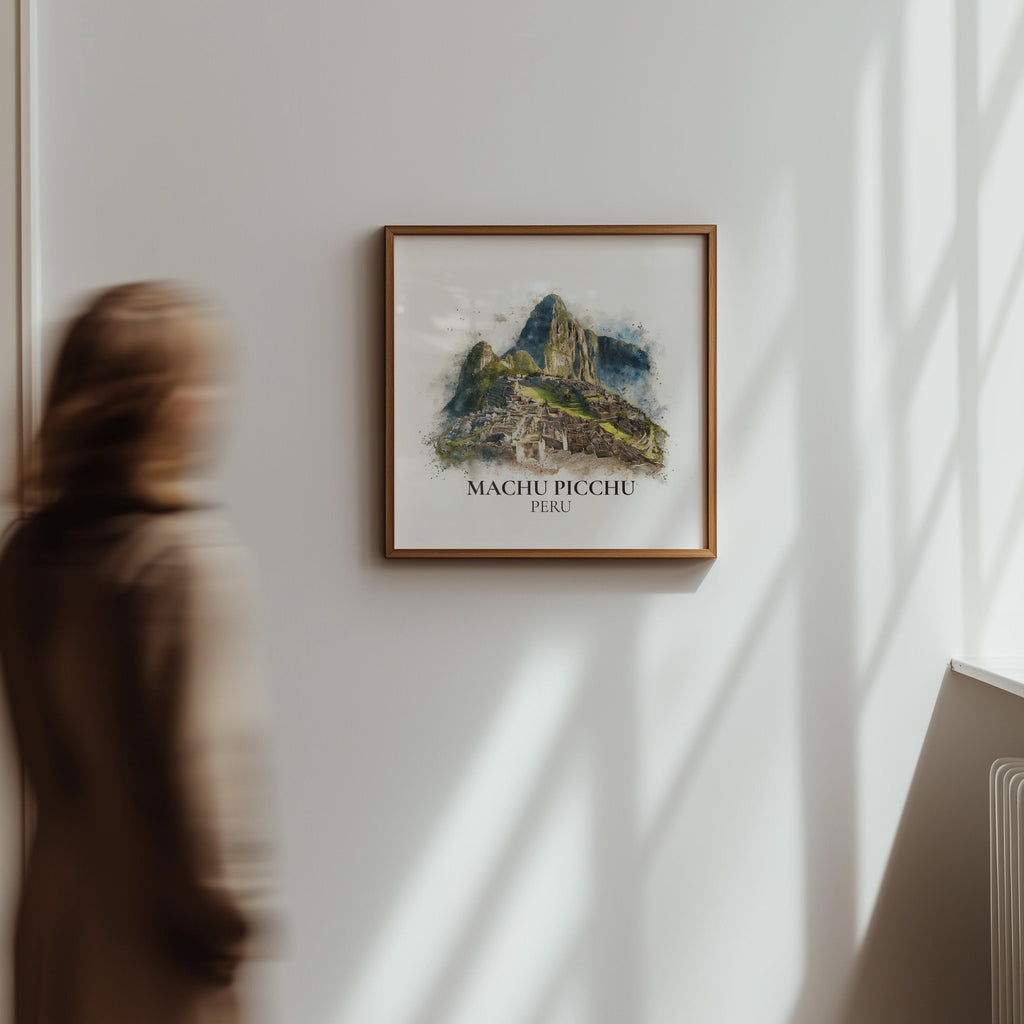Machu Picchu Peru Watercolor Wall Art Print, Custom Travel Poster, World Locations Keepsake Gift