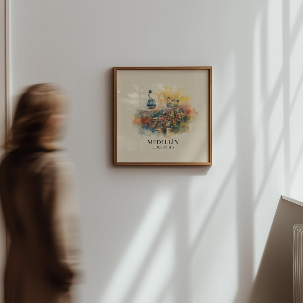 Medellin Colombia Watercolor Wall Art Print, Custom Travel Poster, World Locations Keepsake Gift