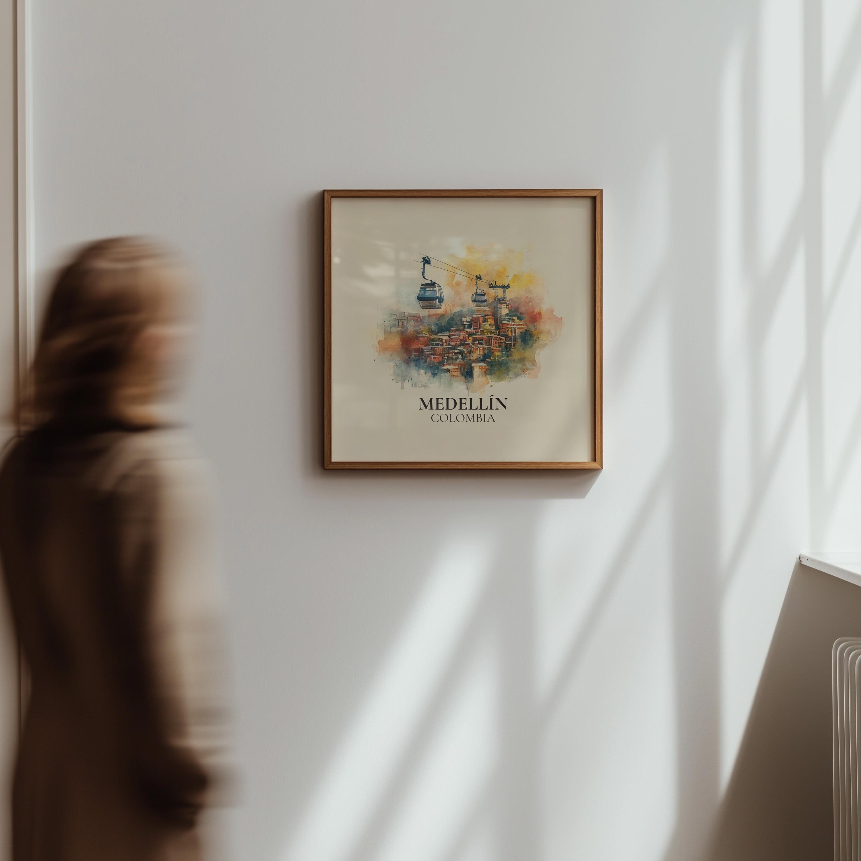 Medellin Colombia Watercolor Wall Art Print, Custom Travel Poster, World Locations Keepsake Gift