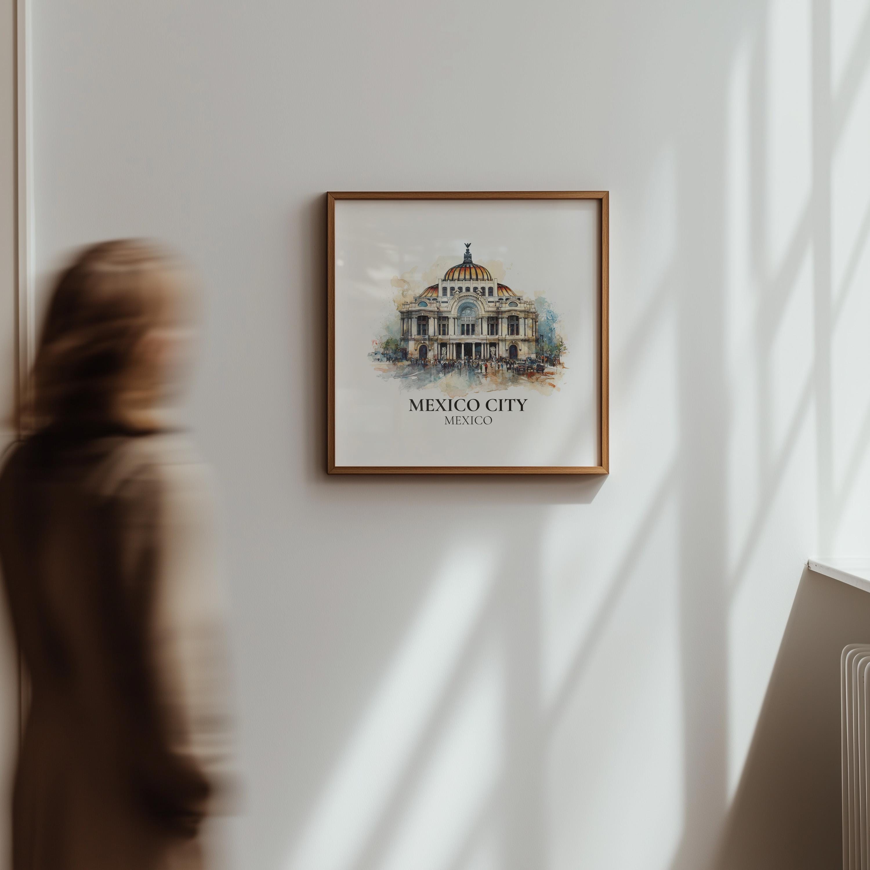 Mexico City Mexico Watercolor Wall Art Print, Custom Travel Poster, World Locations Keepsake Gift