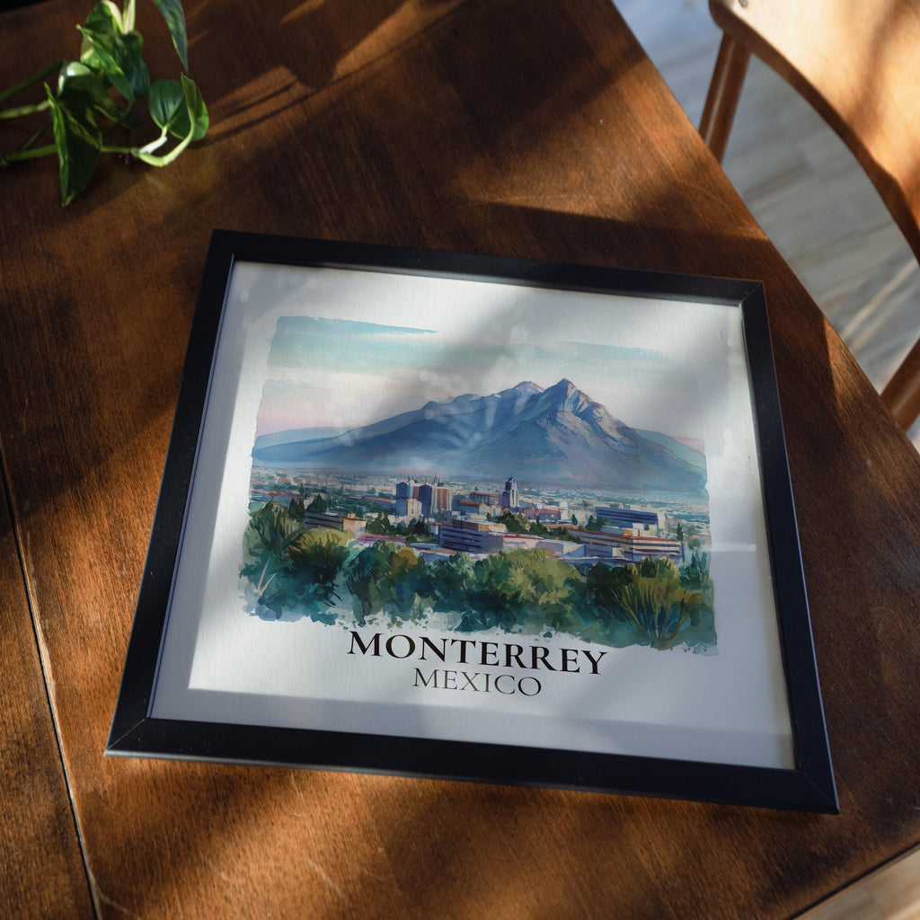 Monterrey Mexico Watercolor Wall Art Print, Custom Travel Poster, World Locations Keepsake Gift
