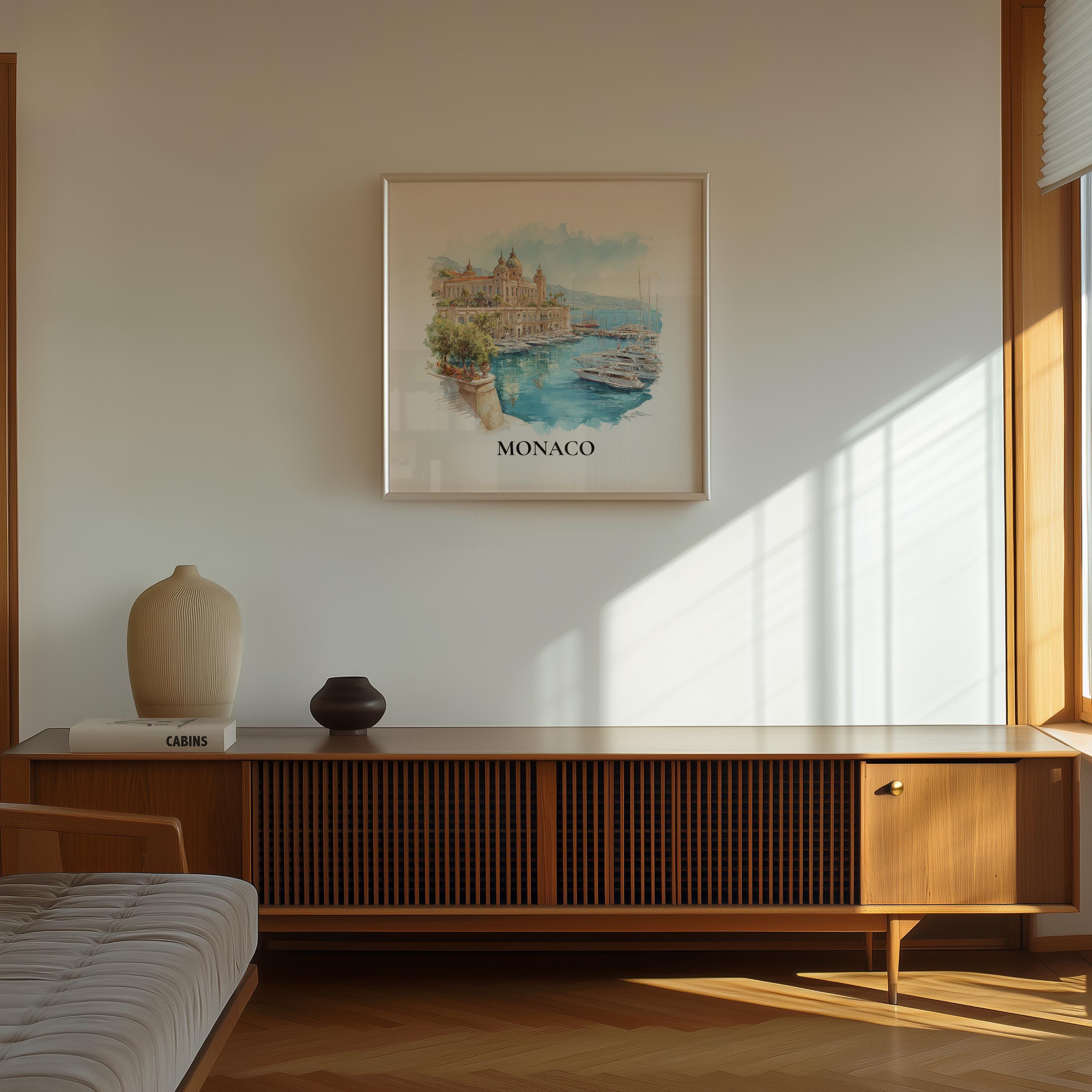 Monaco Monaco Watercolor Wall Art Print, Custom Travel Poster, World Locations Keepsake Gift