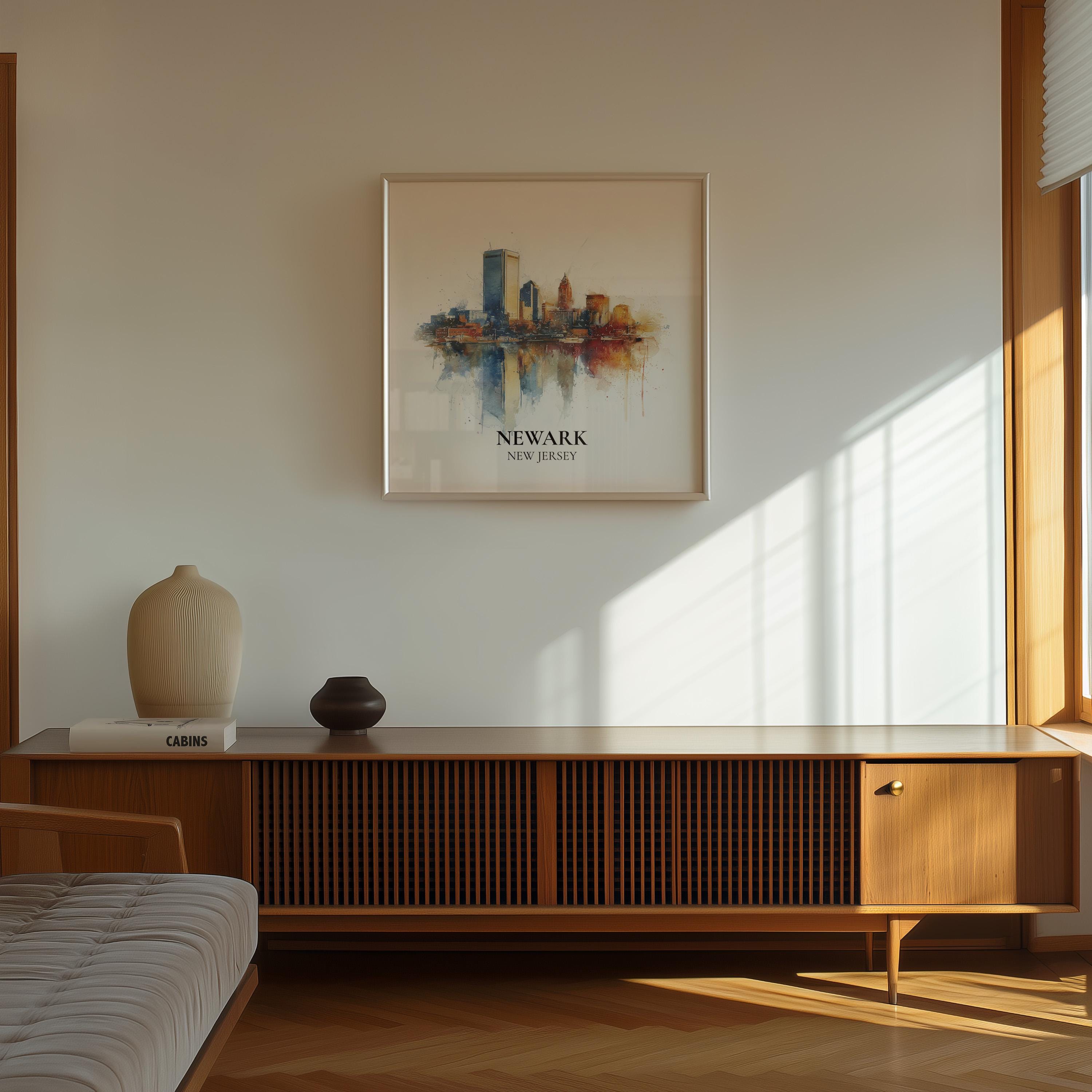 Newark New Jersey Watercolor Wall Art Print, Custom Travel Poster, World Locations Keepsake Gift