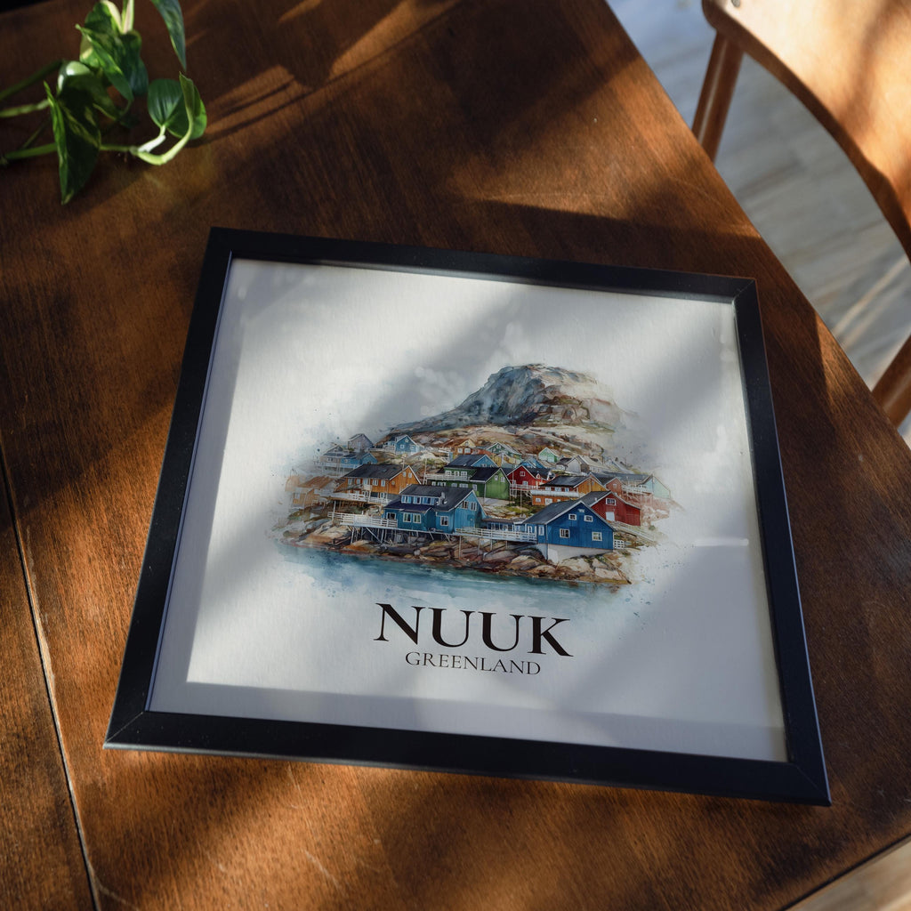 Nuuk Greenland Watercolor Wall Art Print, Custom Travel Poster, World Locations Keepsake Gift