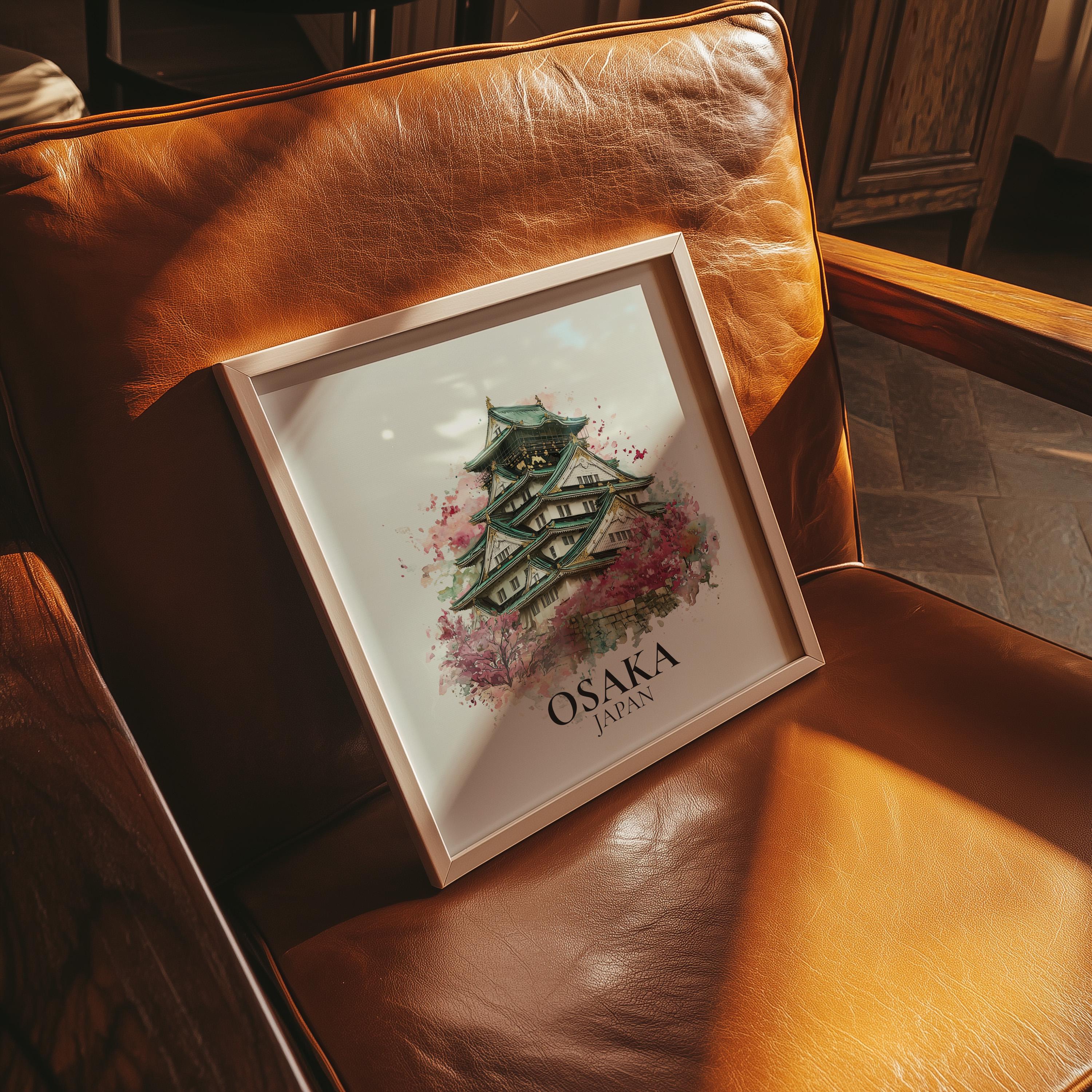 Osaka Japan Watercolor Wall Art Print, Custom Travel Poster, World Locations Keepsake Gift