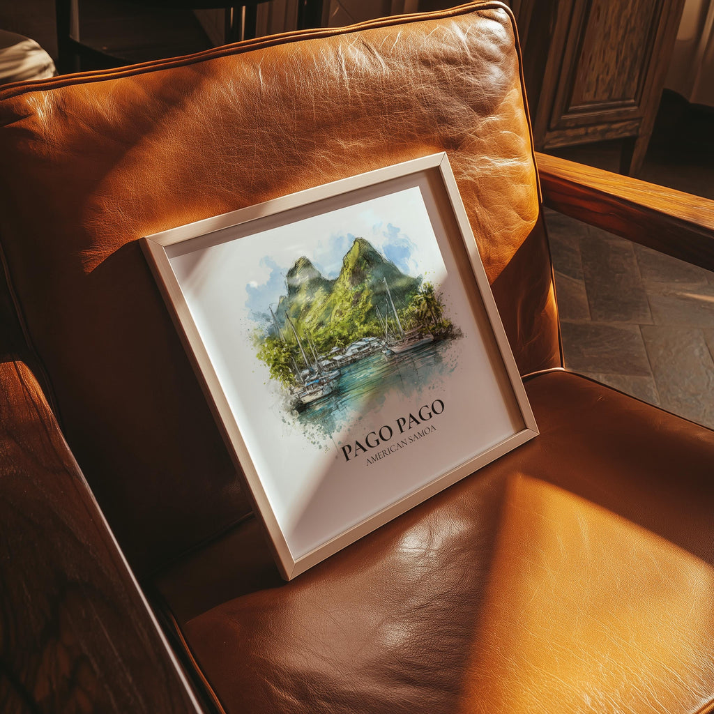 Pago Pago American Samoa Watercolor Wall Art Print, Custom Travel Poster, World Locations Keepsake Gift