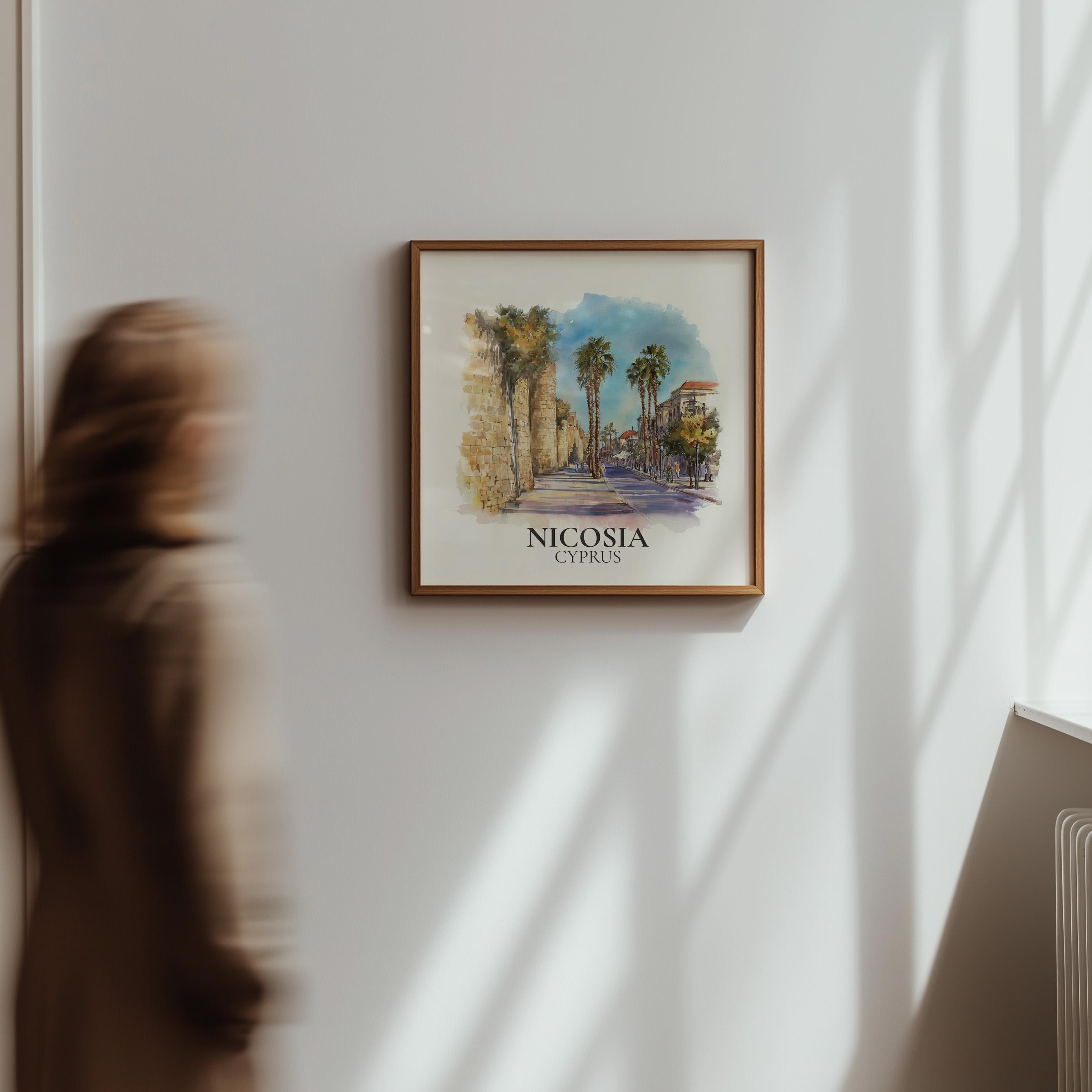 Nicosia Cyprus Watercolor Wall Art Print, Custom Travel Poster, World Locations Keepsake Gift