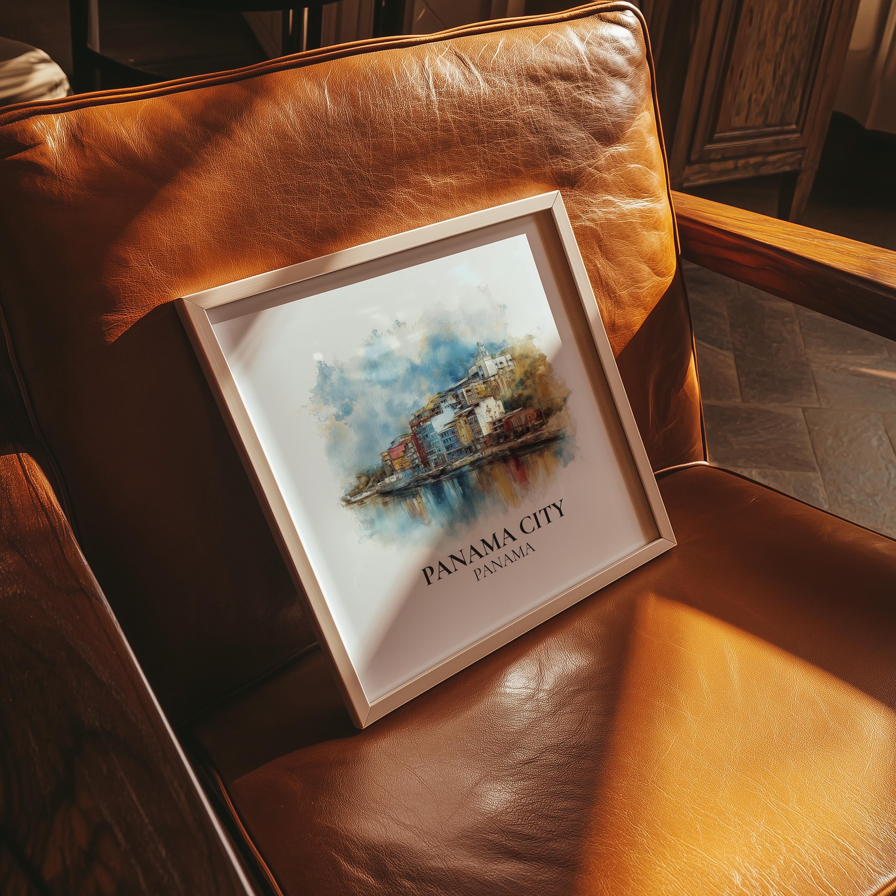 Panama City Panama Watercolor Wall Art Print, Custom Travel Poster, World Locations Keepsake Gift