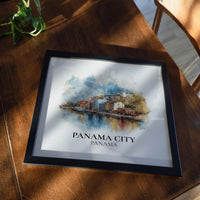 Panama City Panama Watercolor Wall Art Print, Custom Travel Poster, World Locations Keepsake Gift