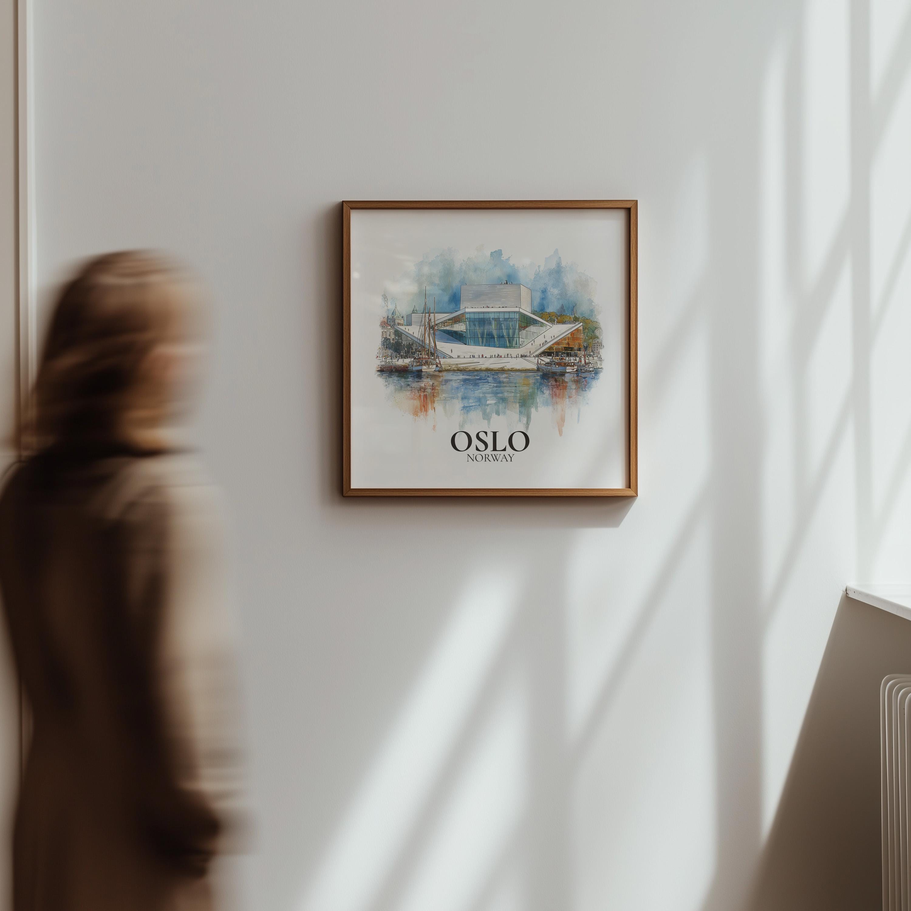 Oslo Norway Watercolor Wall Art Print, Custom Travel Poster, World Locations Keepsake Gift