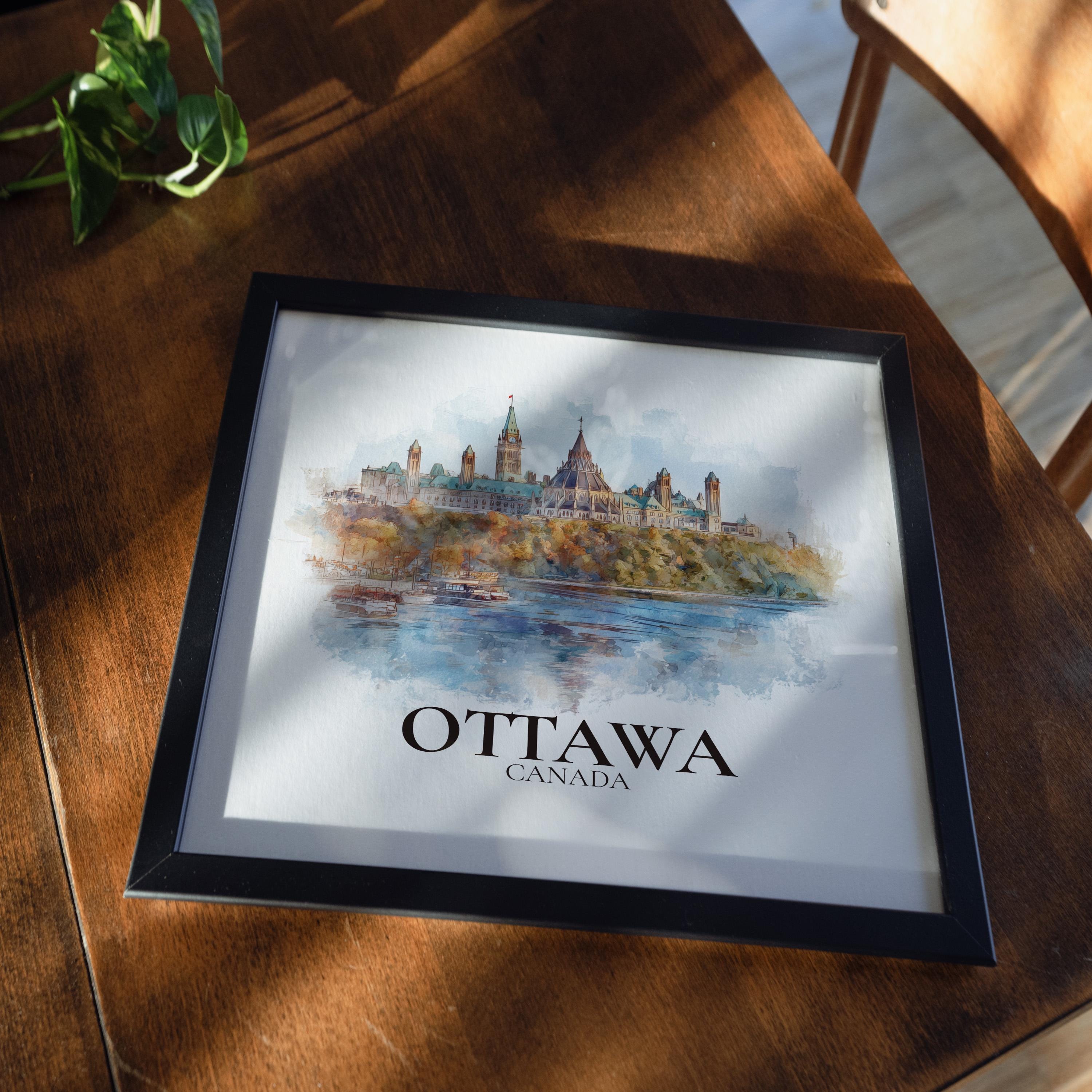 Ottawa Canada Watercolor Wall Art Print, Custom Travel Poster, World Locations Keepsake Gift