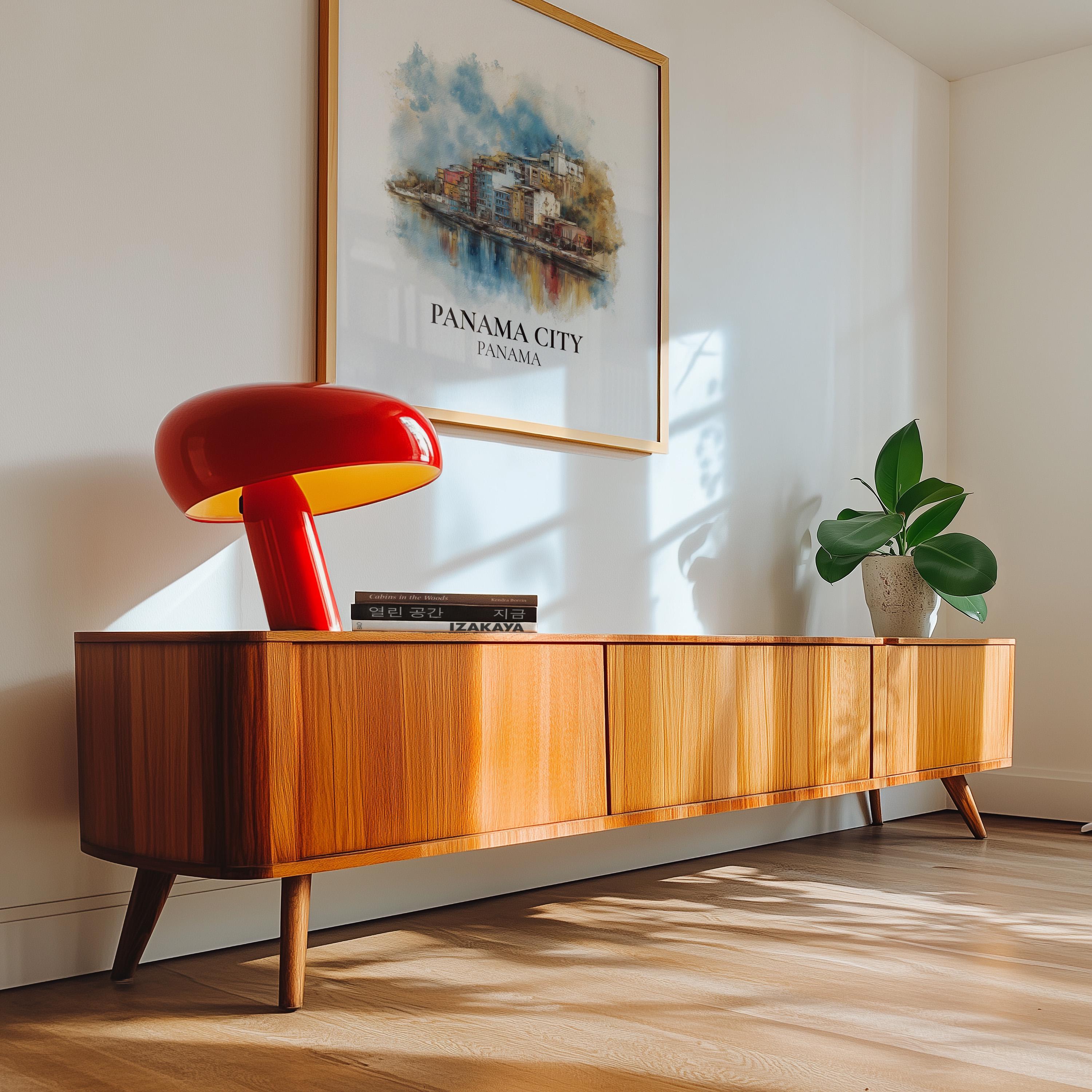 Panama City Panama Watercolor Wall Art Print, Custom Travel Poster, World Locations Keepsake Gift