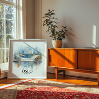 Oslo Norway Watercolor Wall Art Print, Custom Travel Poster, World Locations Keepsake Gift