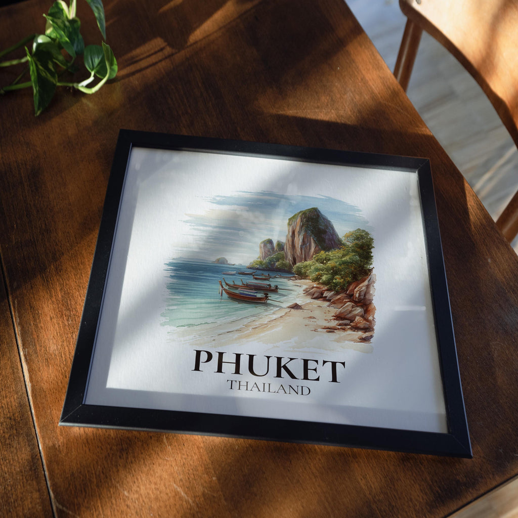 Phuket Thailand Watercolor Wall Art Print, Custom Travel Poster, World Locations Keepsake Gift